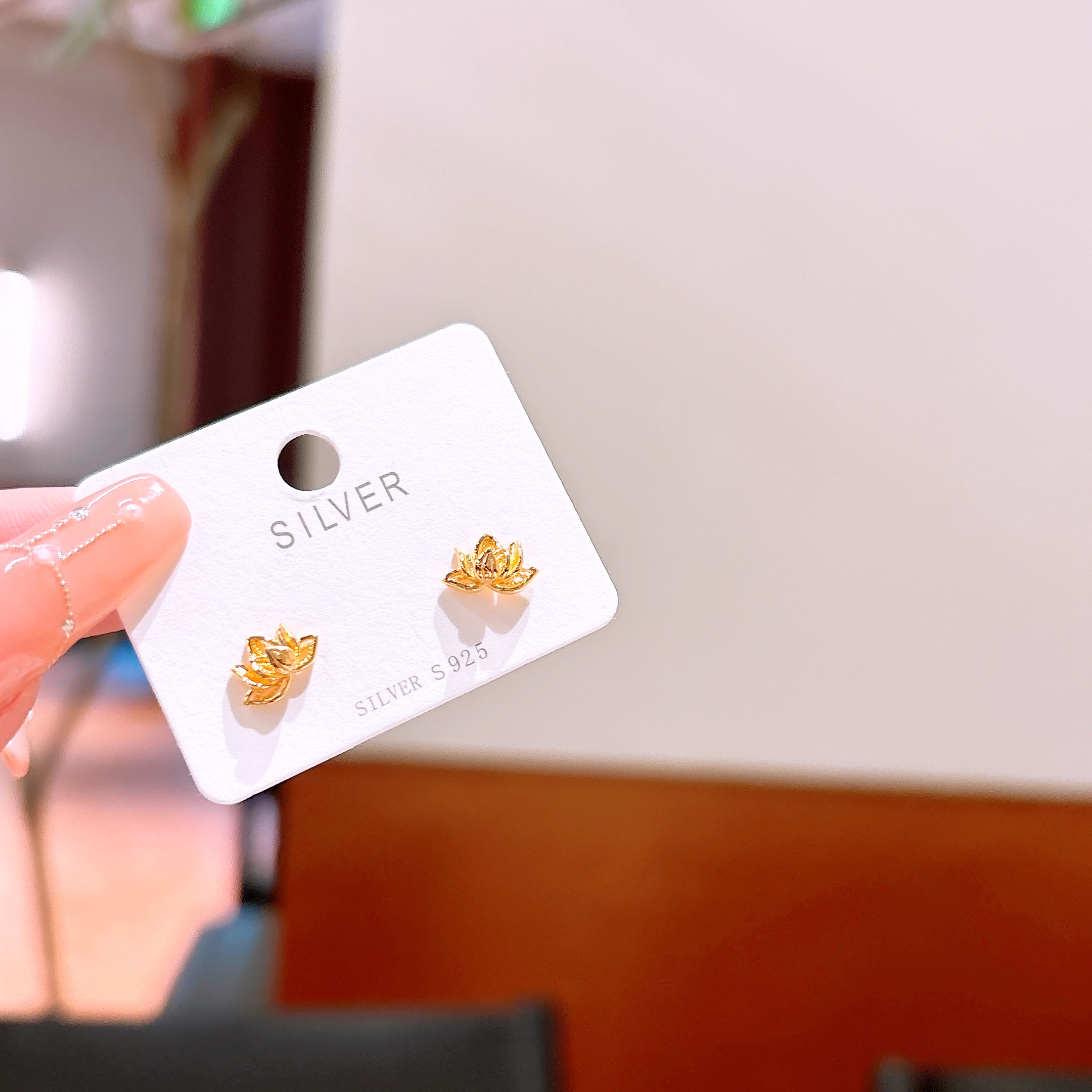 Solid Silver Earrings Romantic Everyday Wear Gold