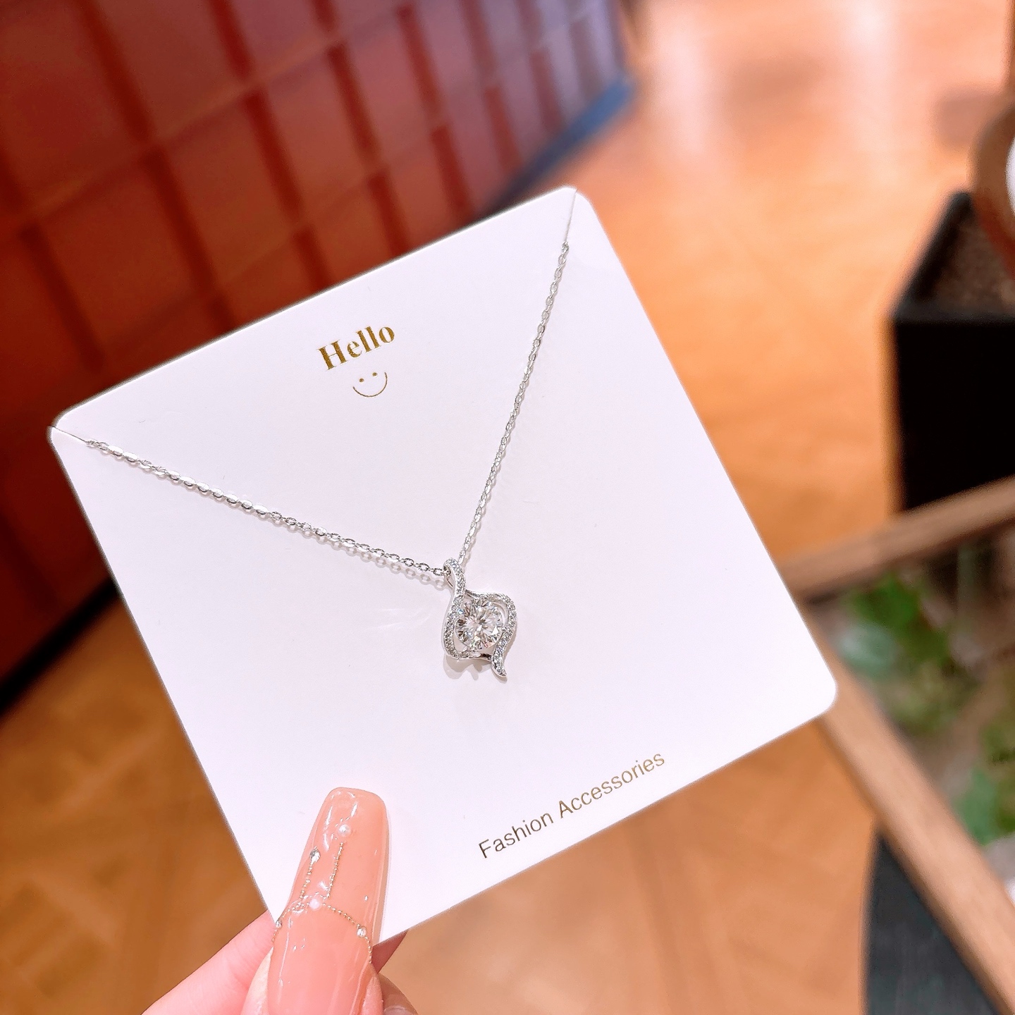 Fine Silver Moissanite Necklace Light Luxury Bestie Gift Gold