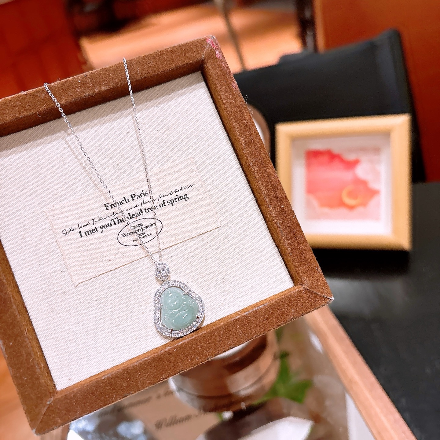 Solid Silver Jadeite Necklace Korean Style Spring Festival Silver