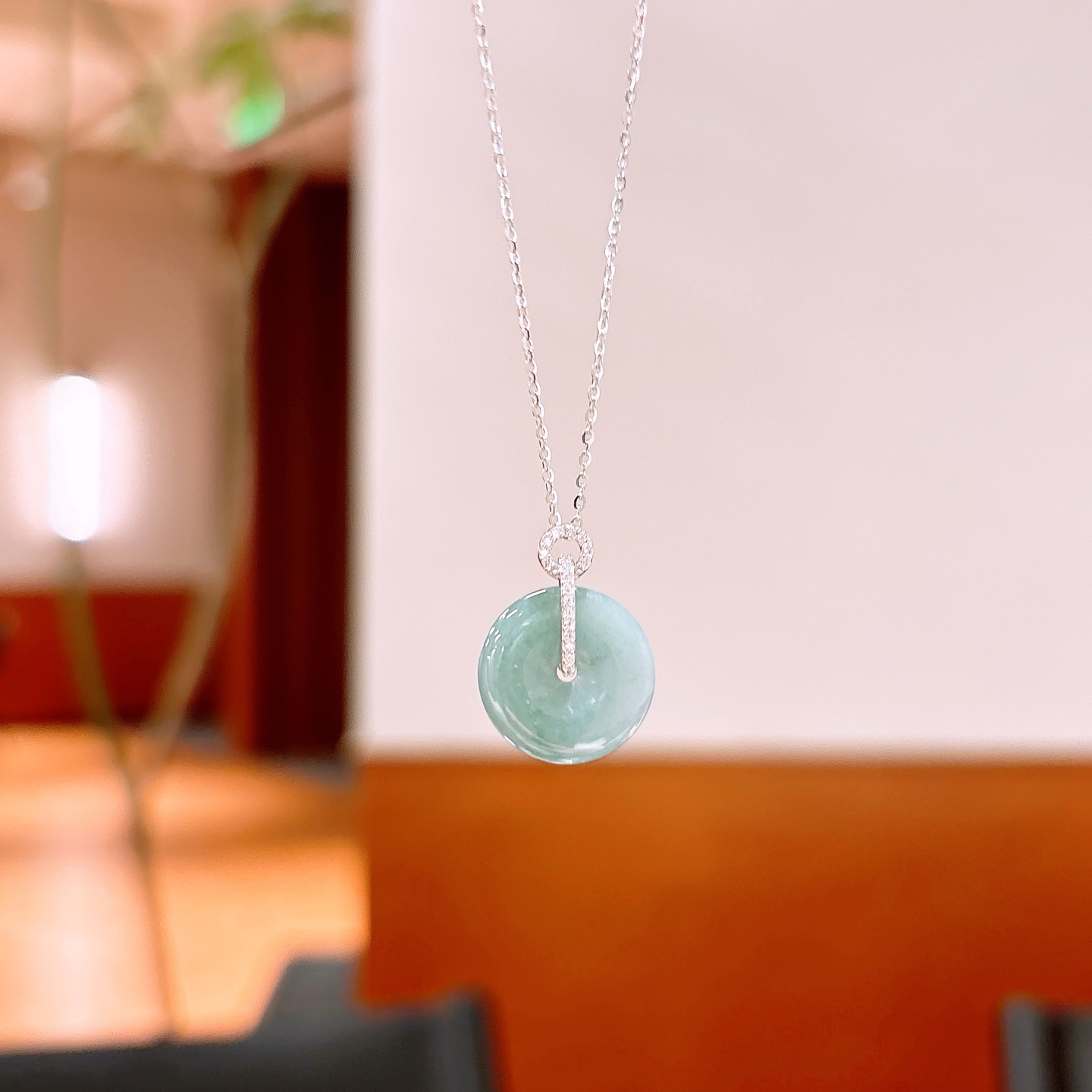 S925 Sterling Silver Jadeite Necklace Sweet & Cool Housewarming Silver