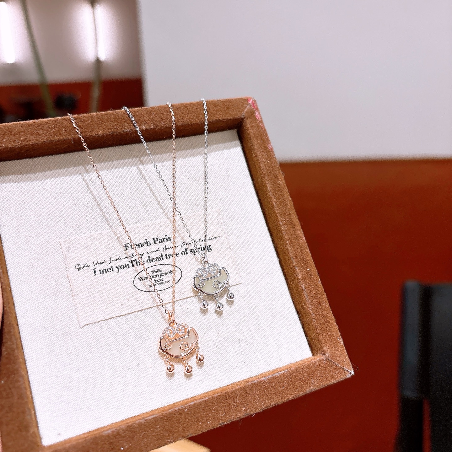 High Polish Silver Hetian Jade Necklace Forest Office Silver