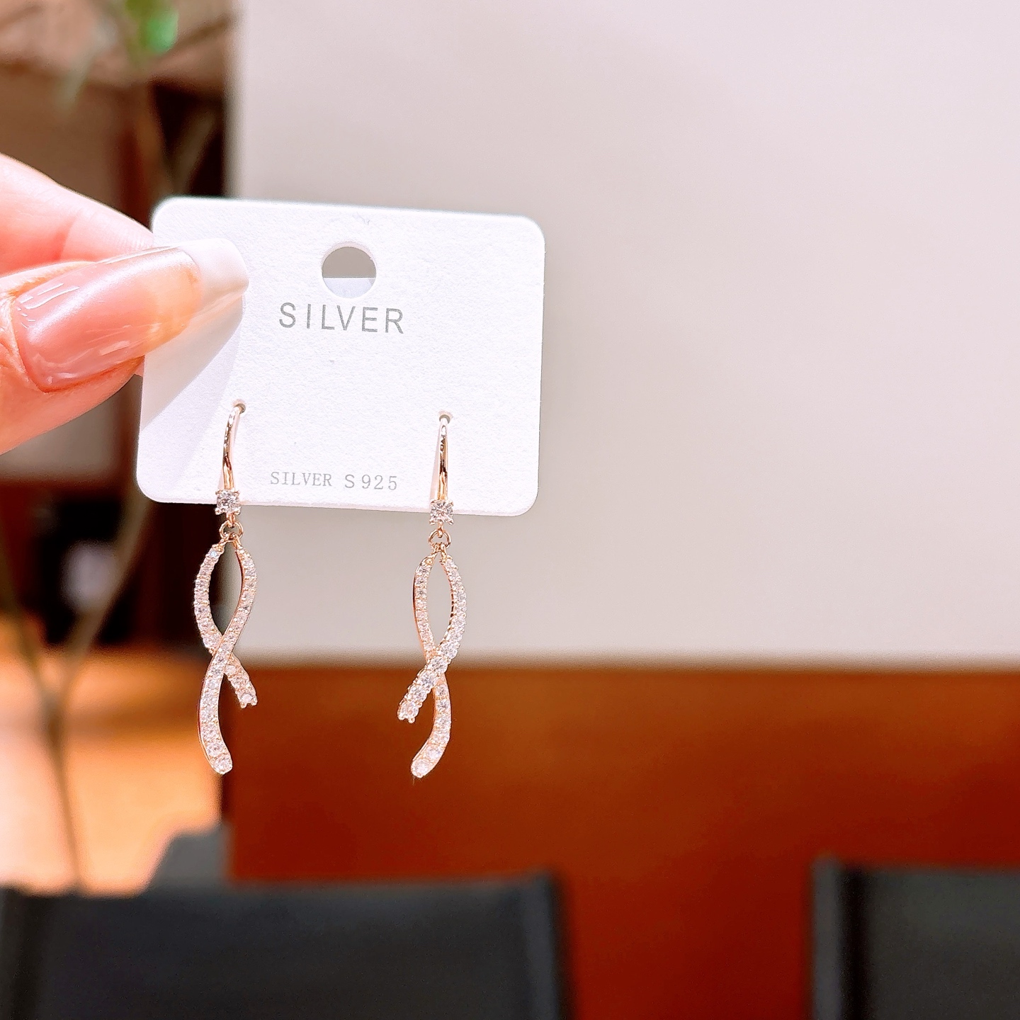 925 Silver Drop & Thread Earrings Romantic Wedding Silver