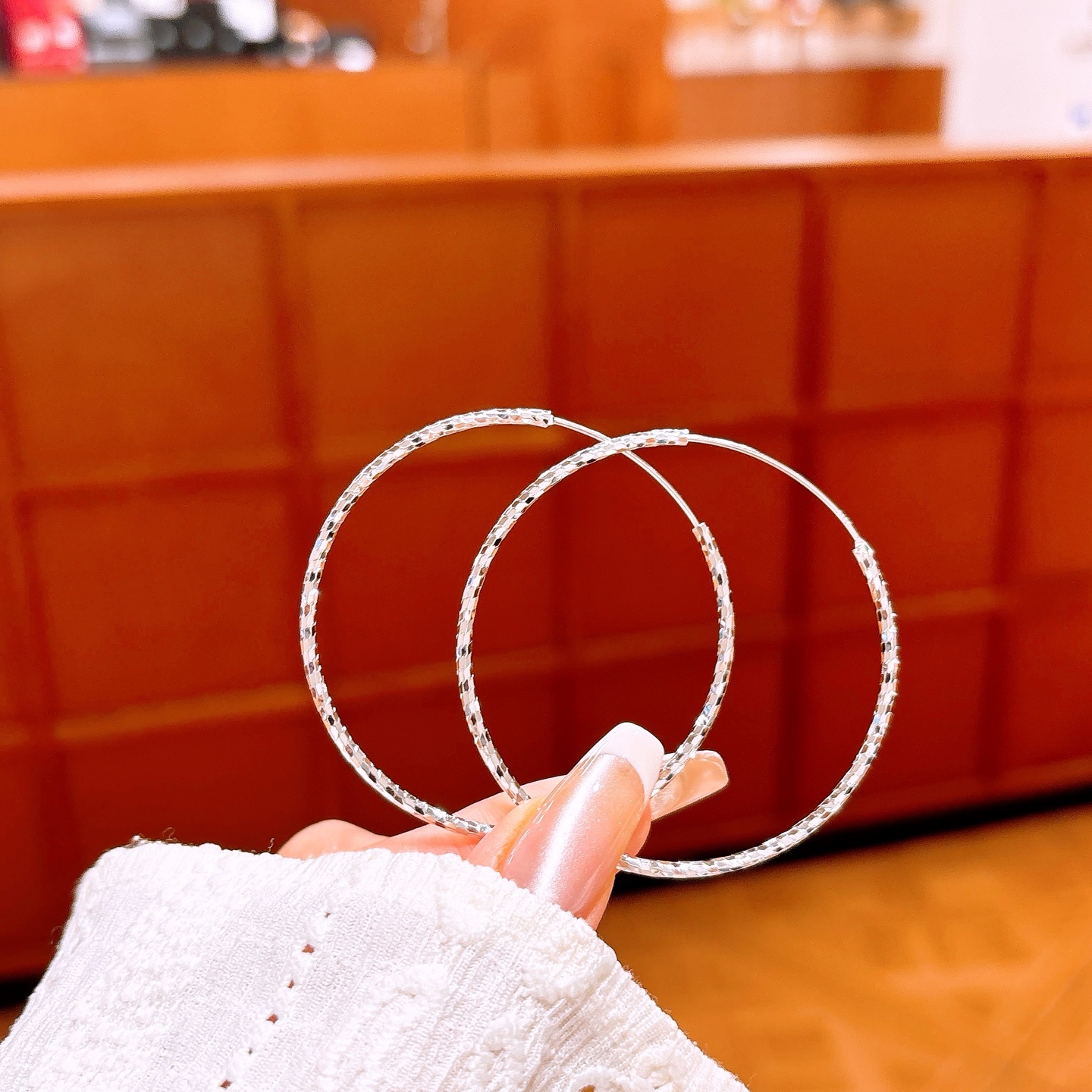 High Polish Silver Hoop Earrings Playful Housewarming Silver