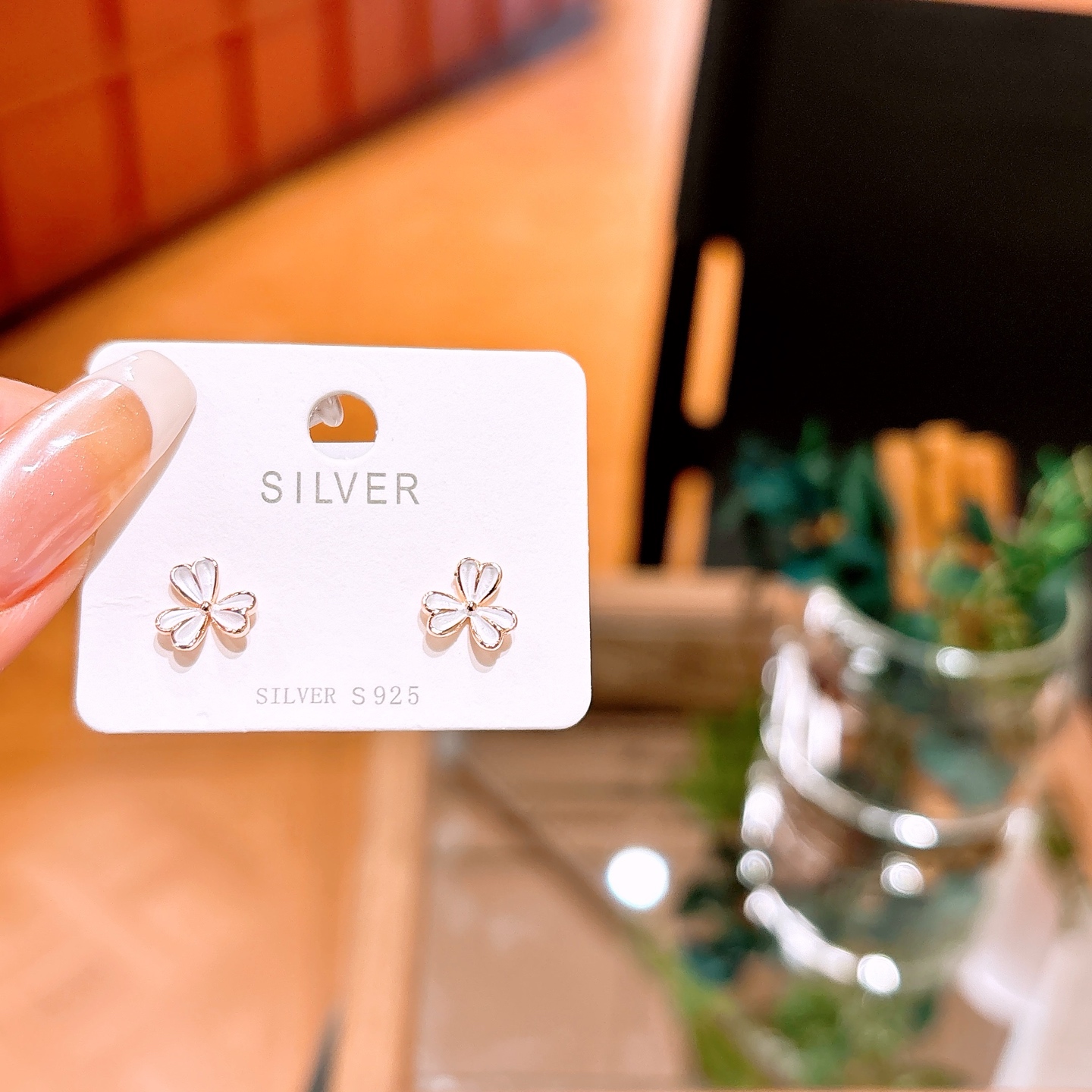 925 Silver Earrings Soft Banquet Gold