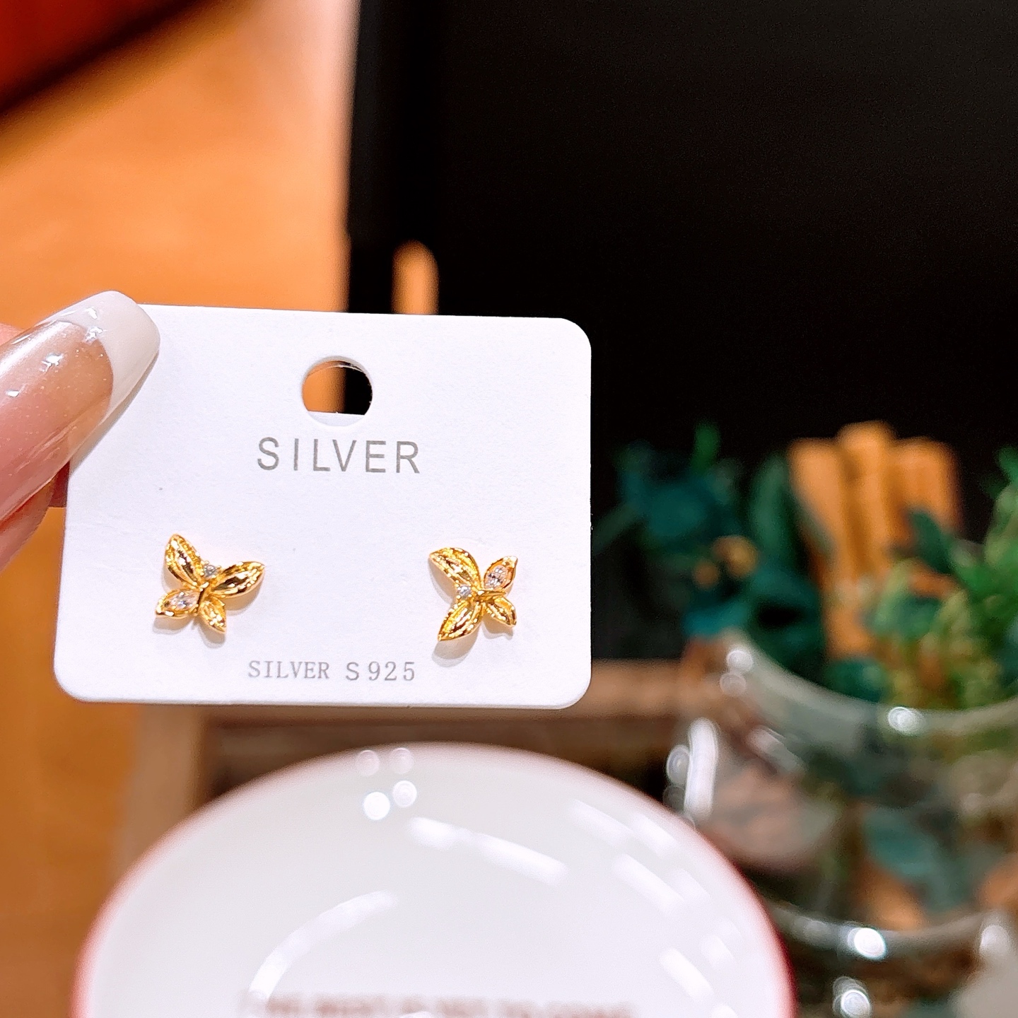 Hypoallergenic Silver Earrings Light Luxury Wedding Favor Gold