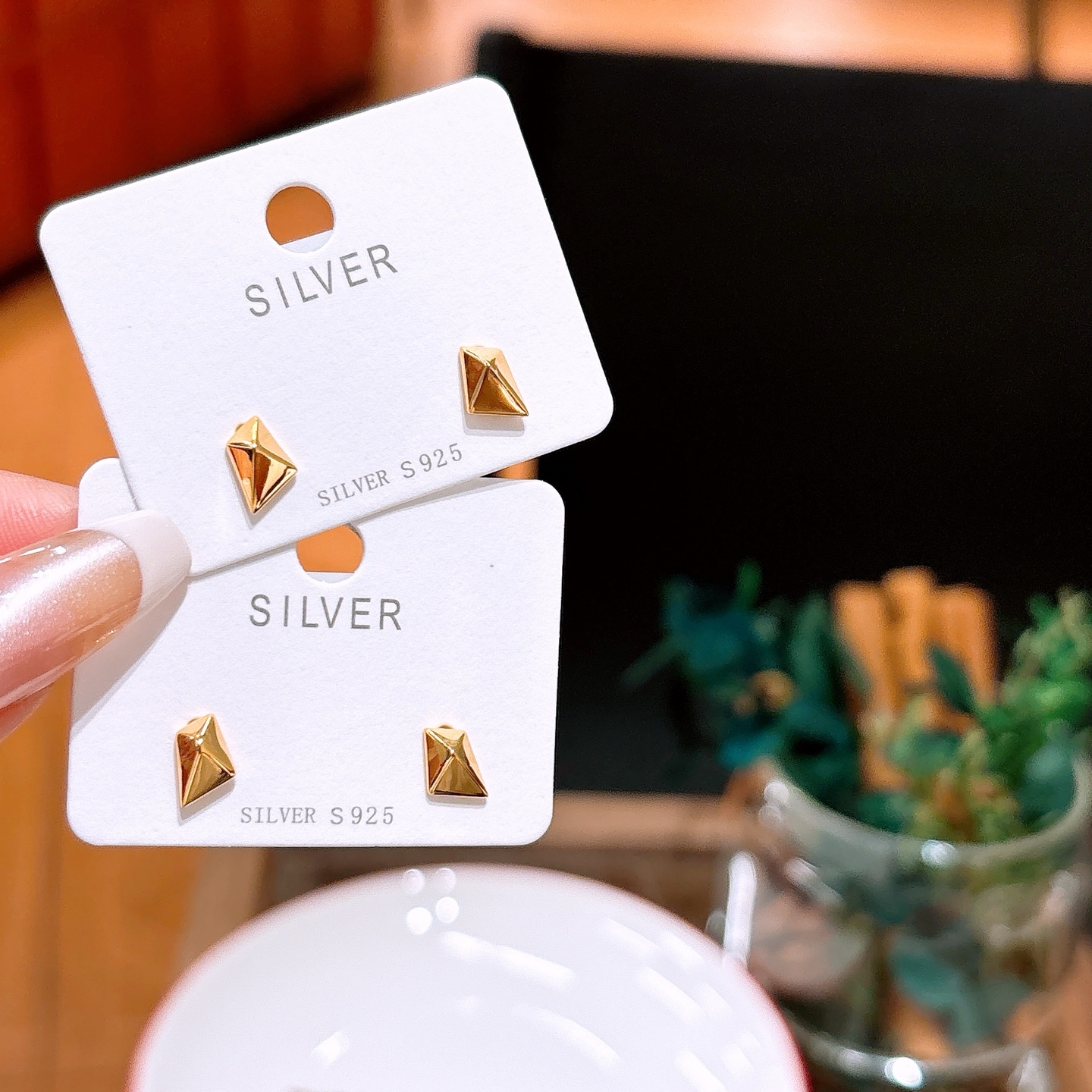 S925 Sterlingsilber Ohrringe Ätherisch Standesamt Gold