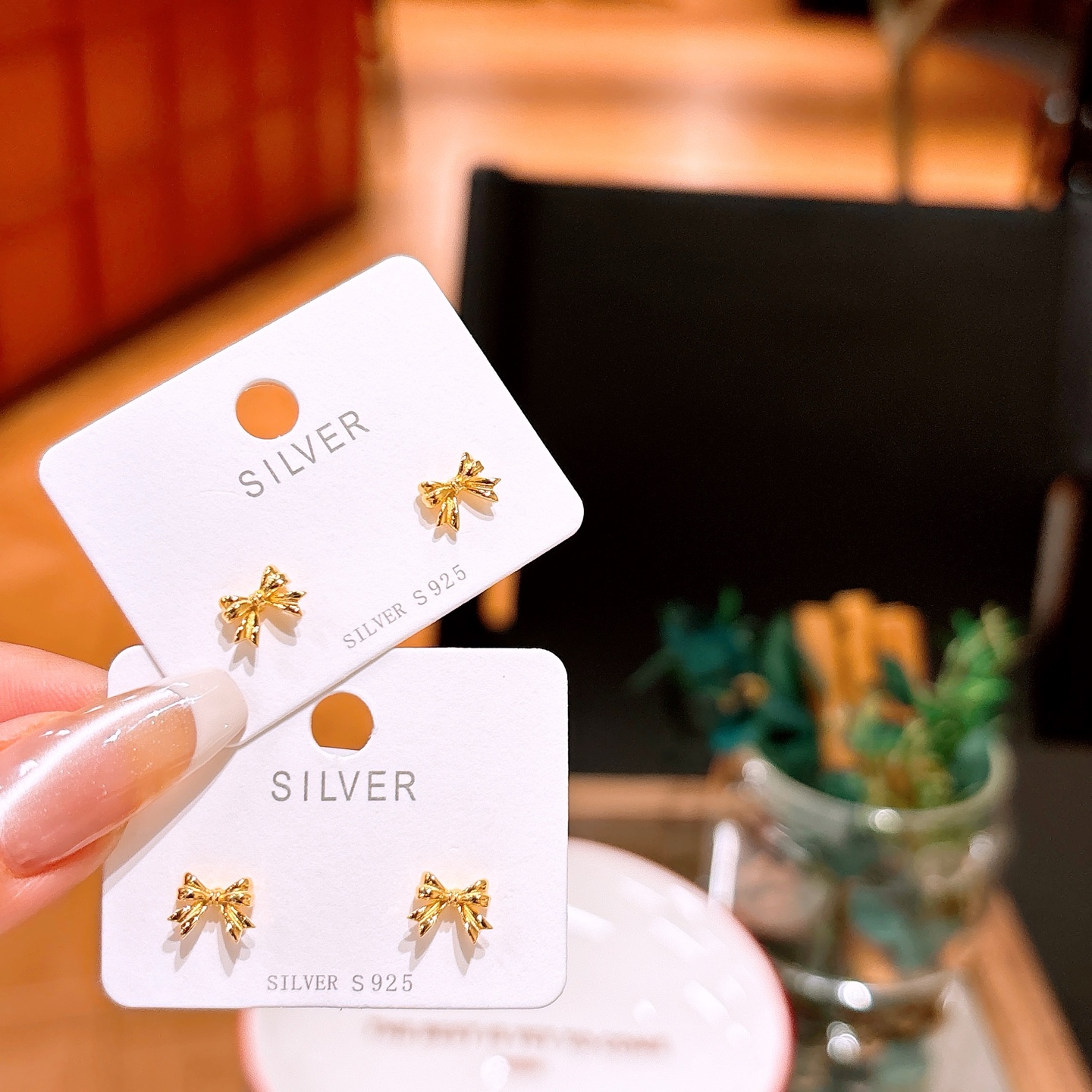 優しい高品質シルバーイヤリングゴールド ウェディングギフト