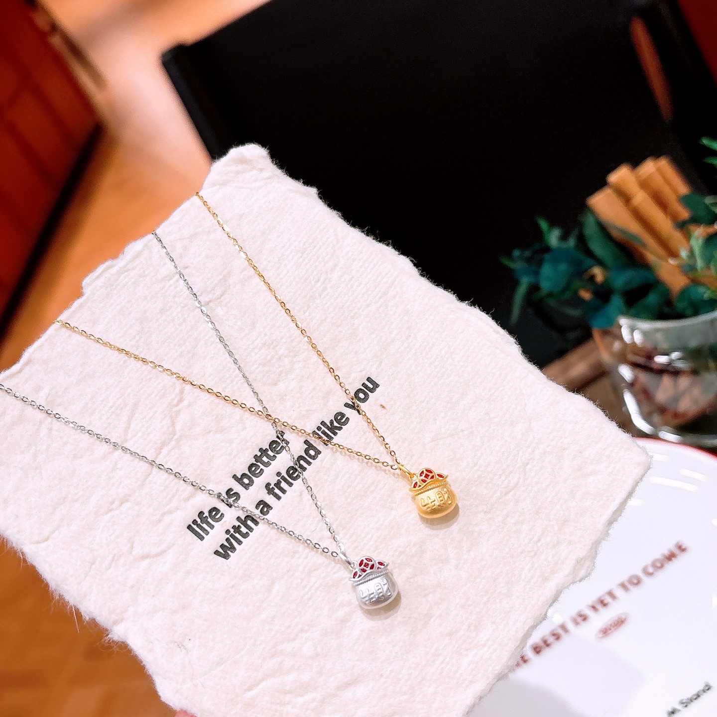 925 Silver Necklace Artistic Graduation Gold