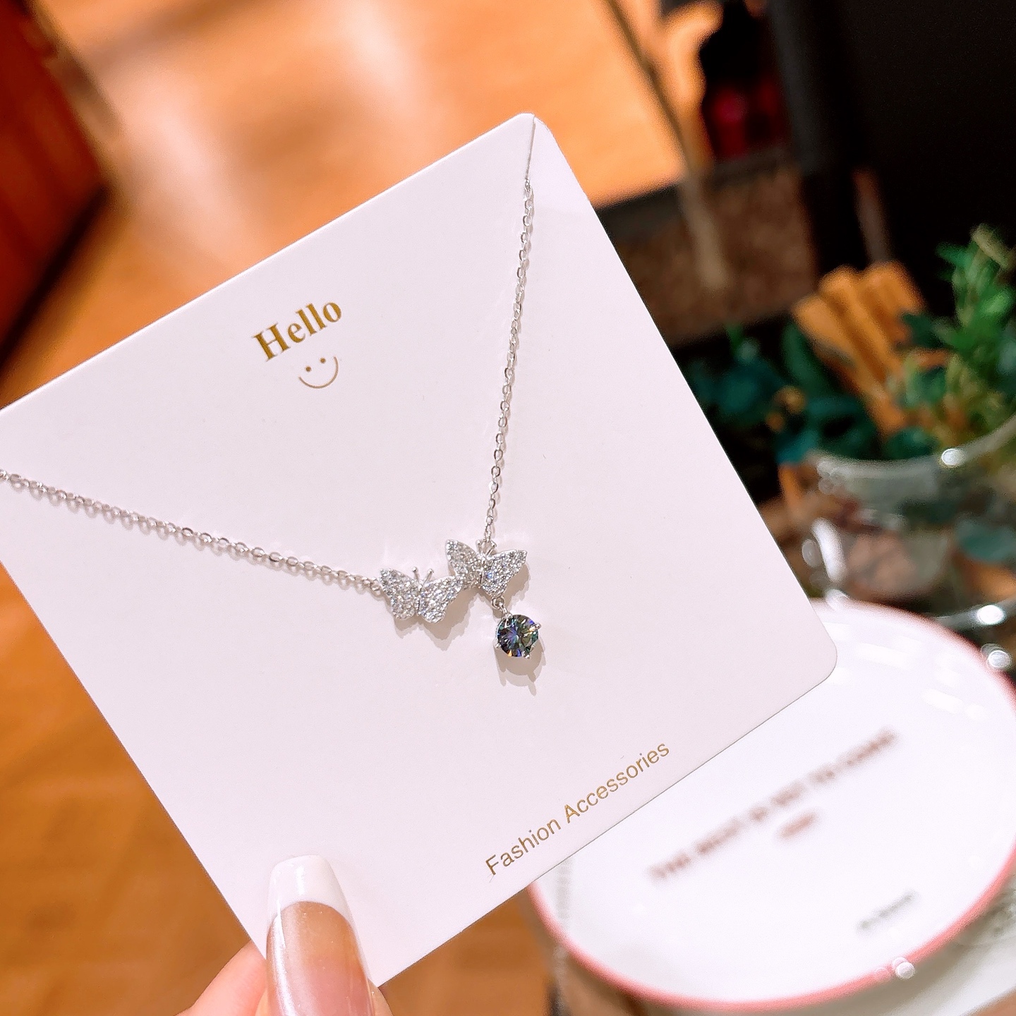 Solid Silver Moissanite Necklace Delicate Office Silver