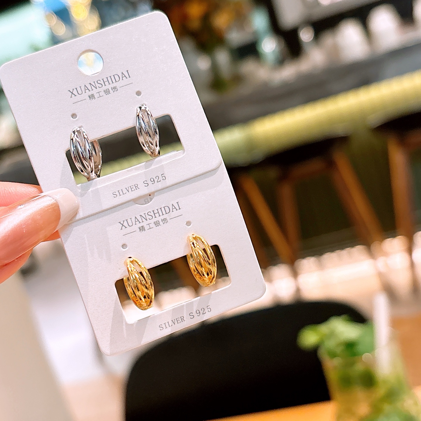 S925 Sterlingsilber Ohrcuffs Künstlerisch Frühlingsfest Gold