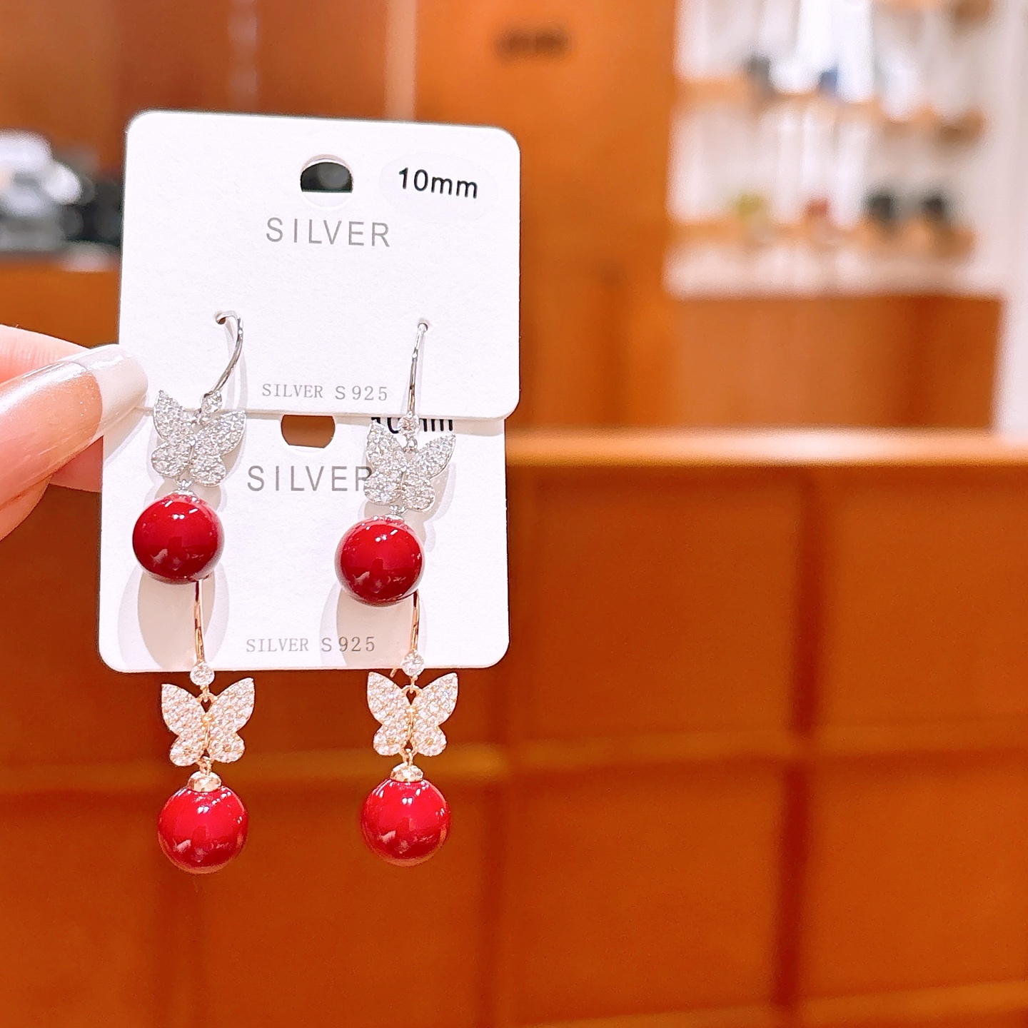 ロマンチックアレルギー対応シルバードロップ＆スレッドイヤリングゴールド クリスマス