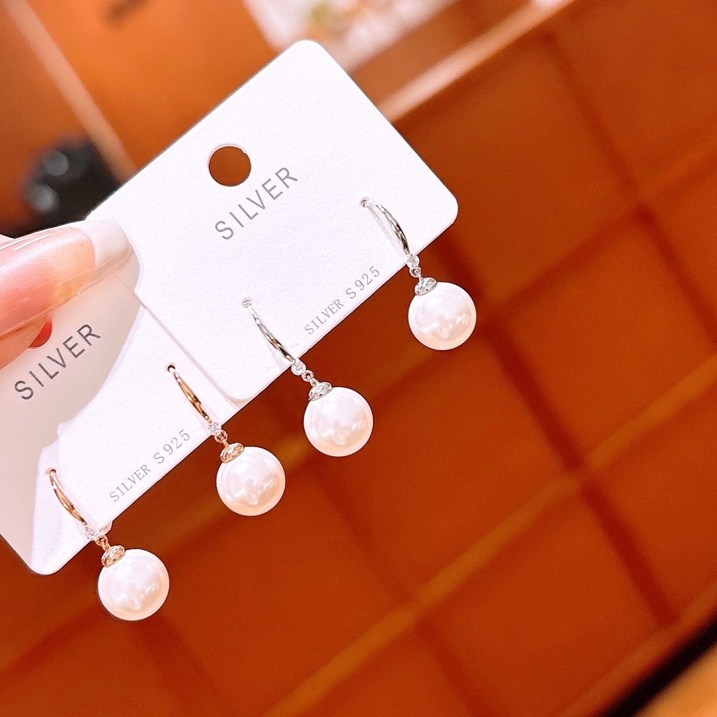 ファッション純銀ドロップ＆スレッドイヤリングゴールド 職場