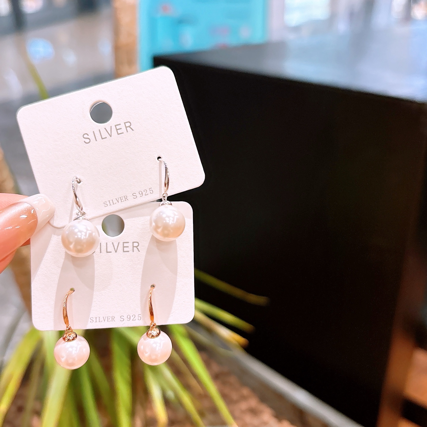 精巧低アレルギー銀ドロップ＆スレッドイヤリングゴールド 婚約