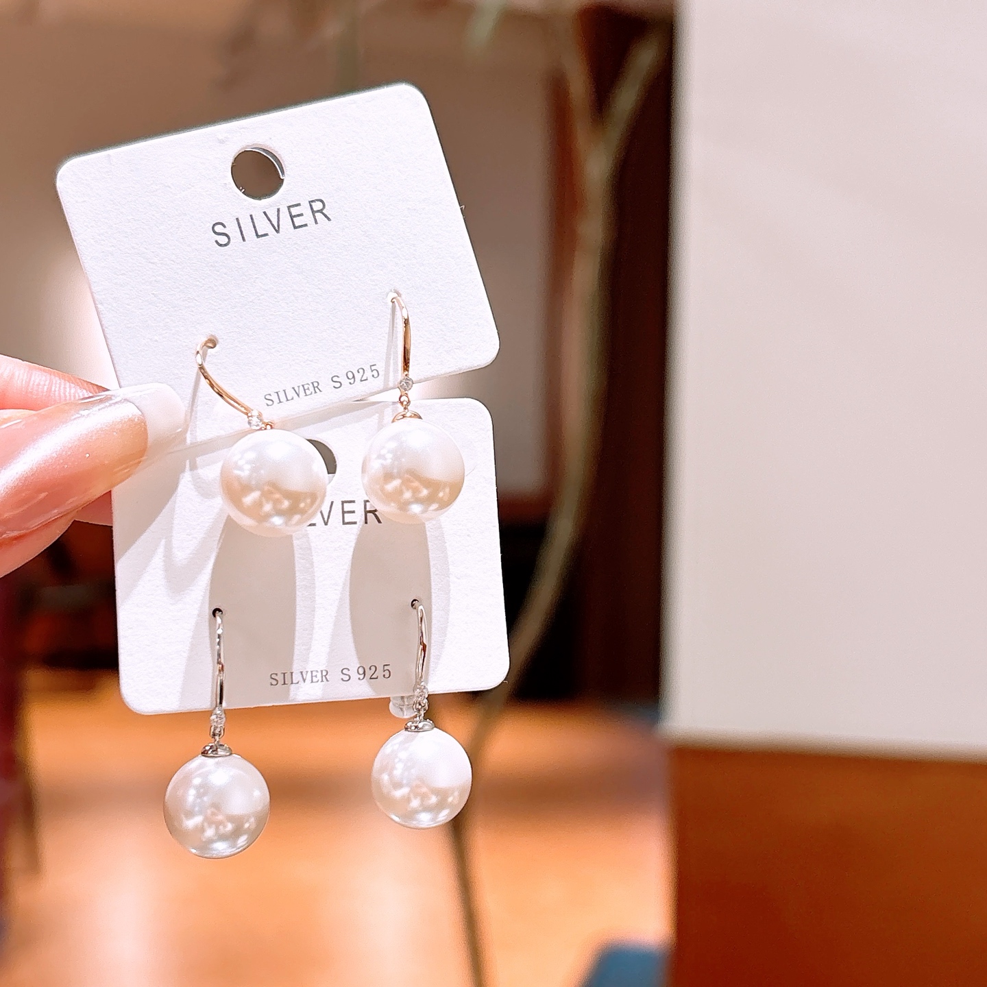 Nickel Free Silver Drop & Thread Earrings Soft Office Gold