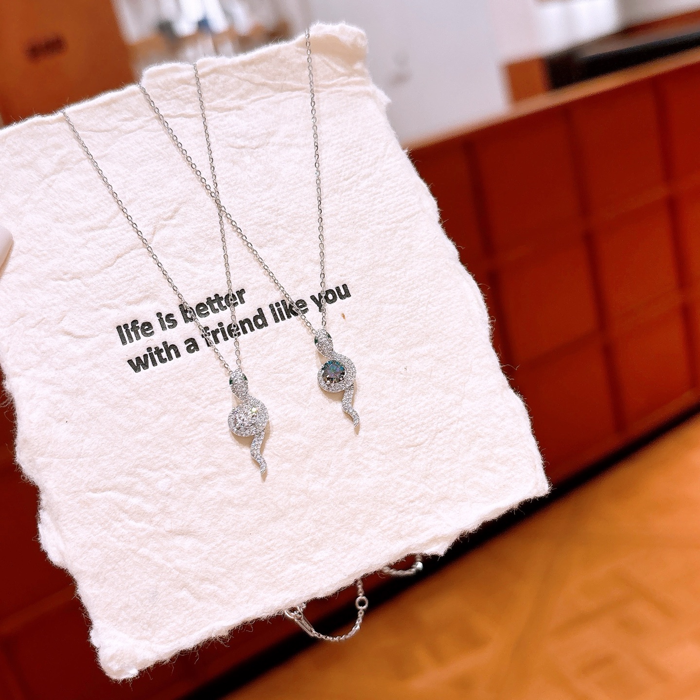 Feinsilber Moissanit Kette Ätherisch Neujahr Silber