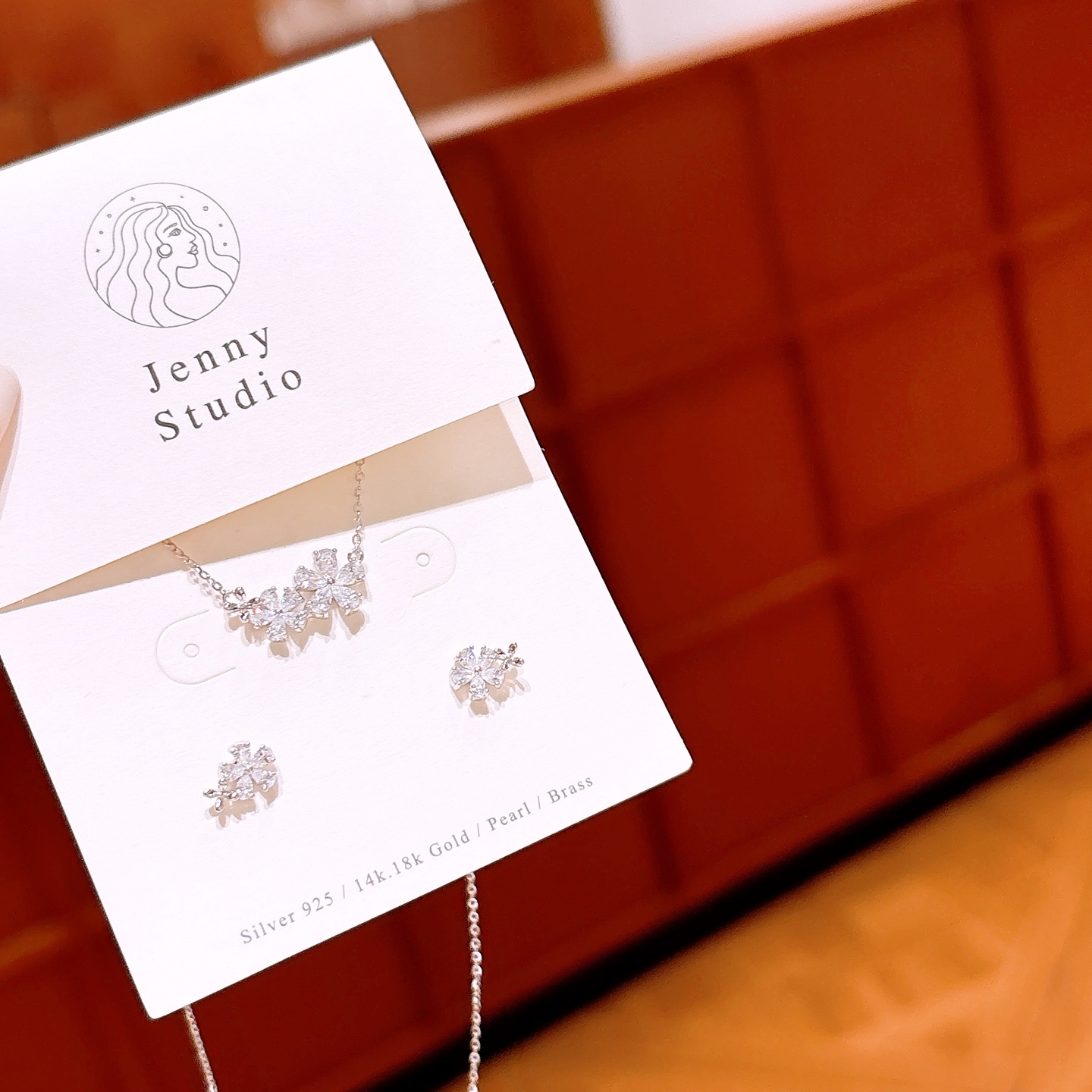 Hypoallergenic Silver Earrings & Necklace Set French Proposal Gold