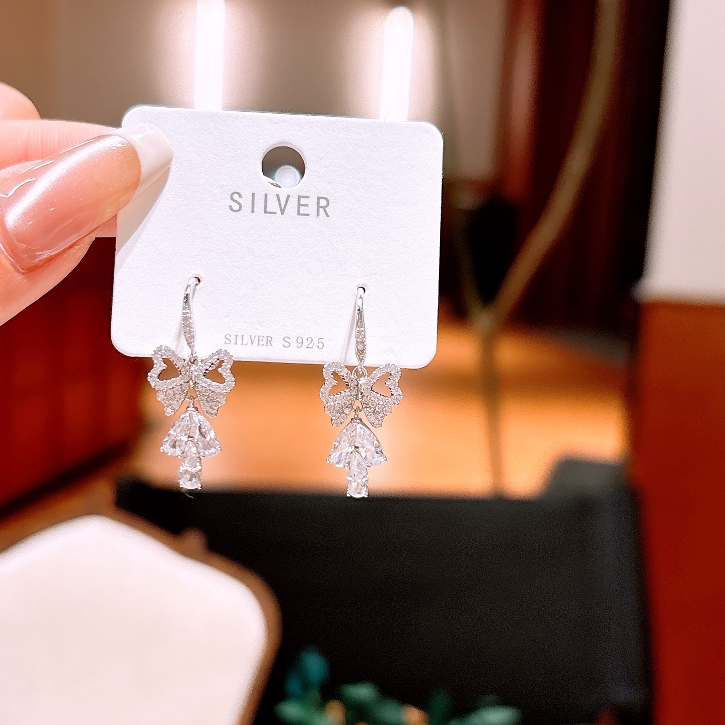 ファッションアレルギー対応シルバードロップ＆スレッドイヤリングシルバー 新築祝い