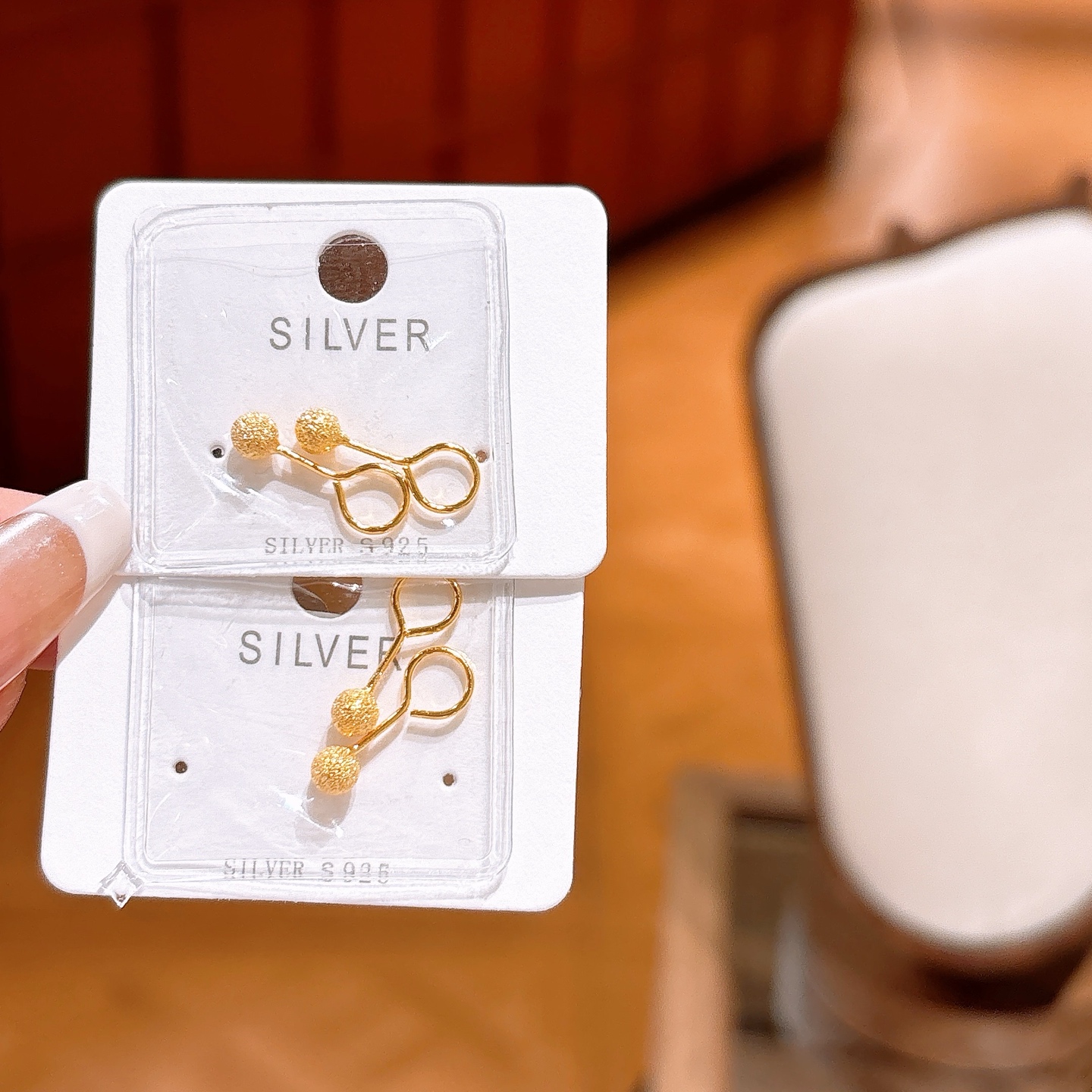 森ガールファインシルバーイヤリングゴールド 卒業