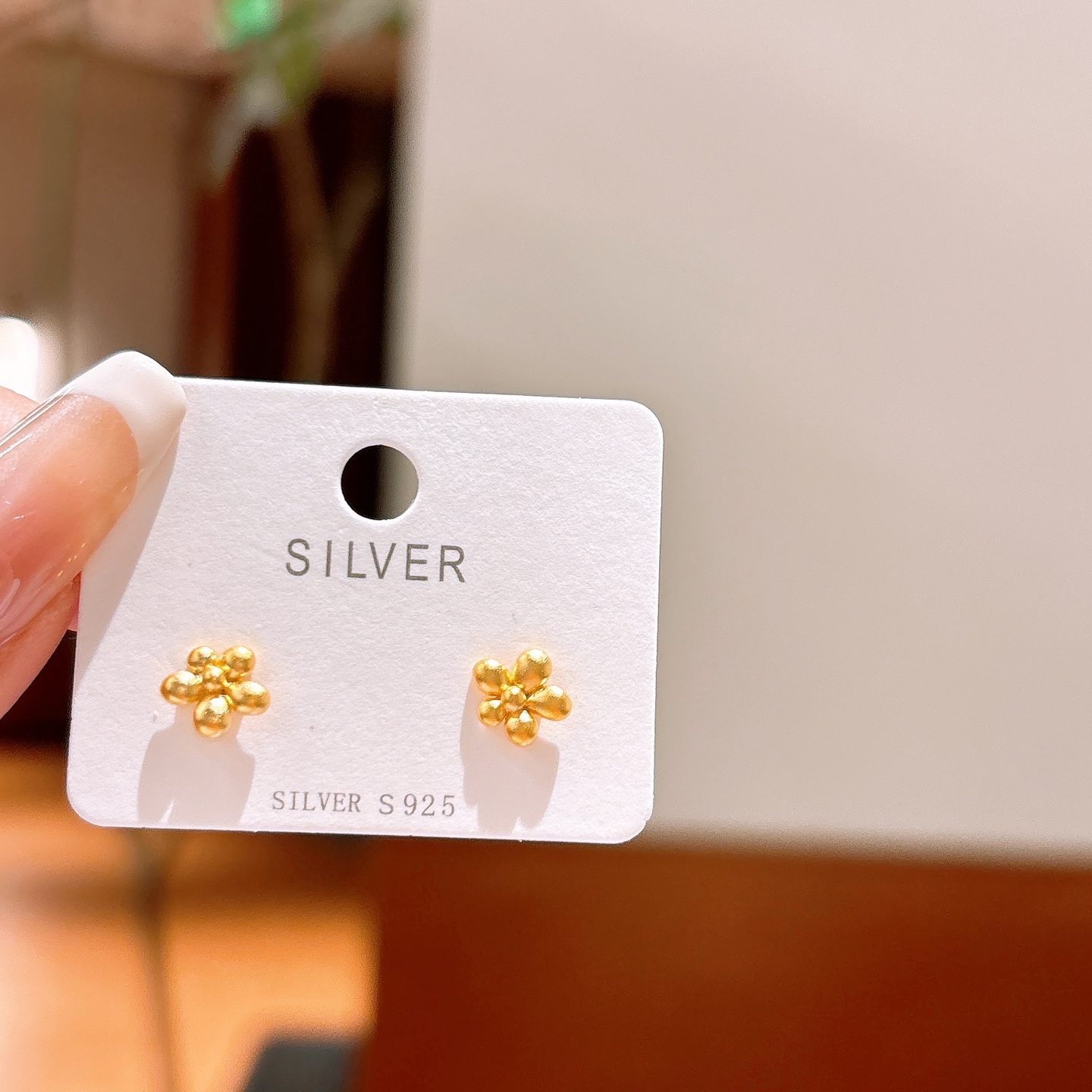 925 Silver Earrings Soft Wedding Gold