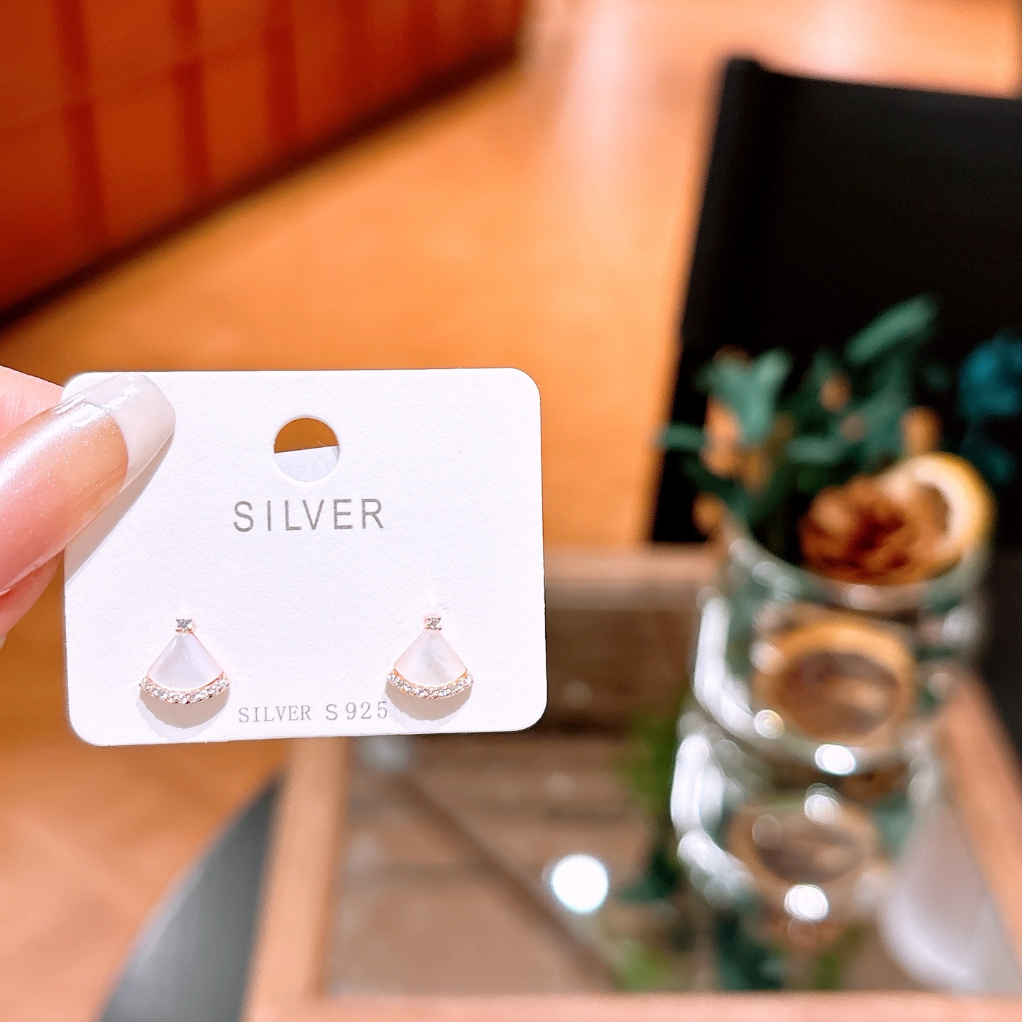 S925 Sterling Silver Earrings Forest Office Gold