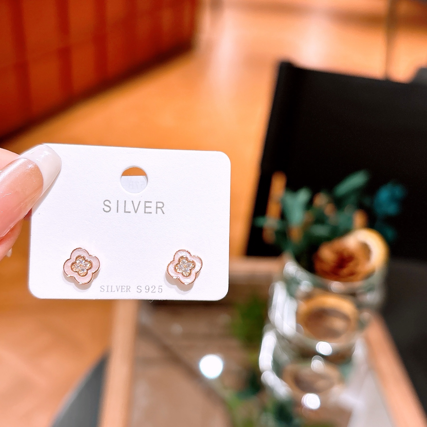 Solid Silver Earrings Unique Banquet Gold