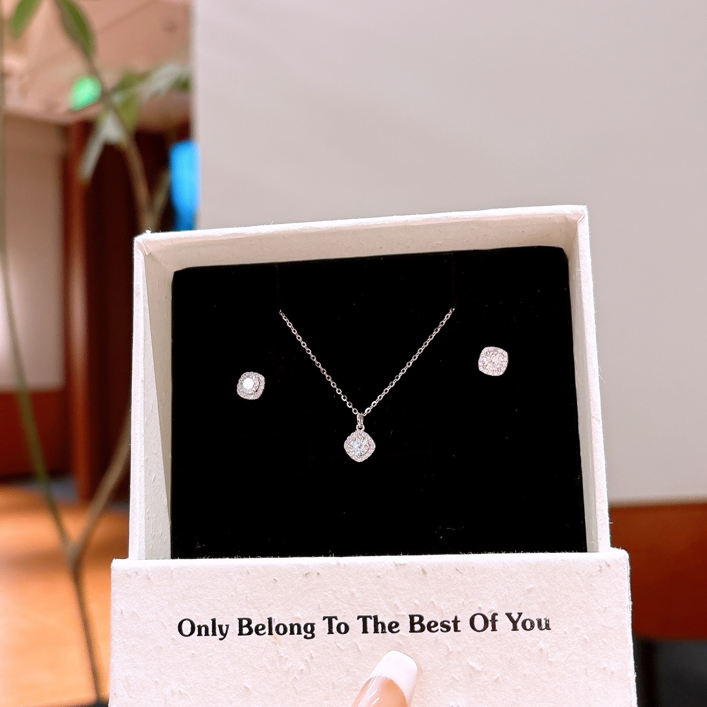 Nickel Free Silver Earrings & Necklace Set Minimalist Self-love Gold