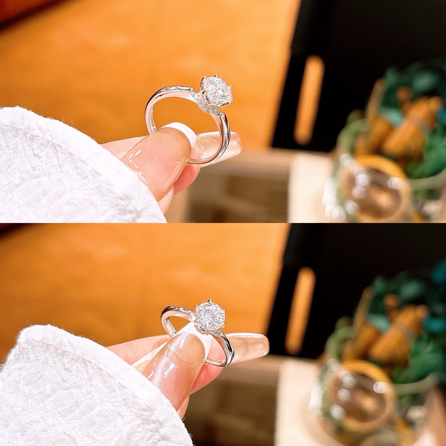 Solid Silver Moissanite Ring Vintage Office Gold