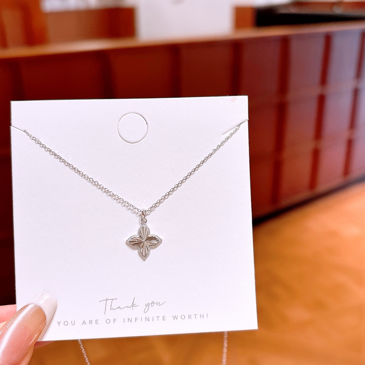 High Polish Silver Necklace Ins Style Office Silver