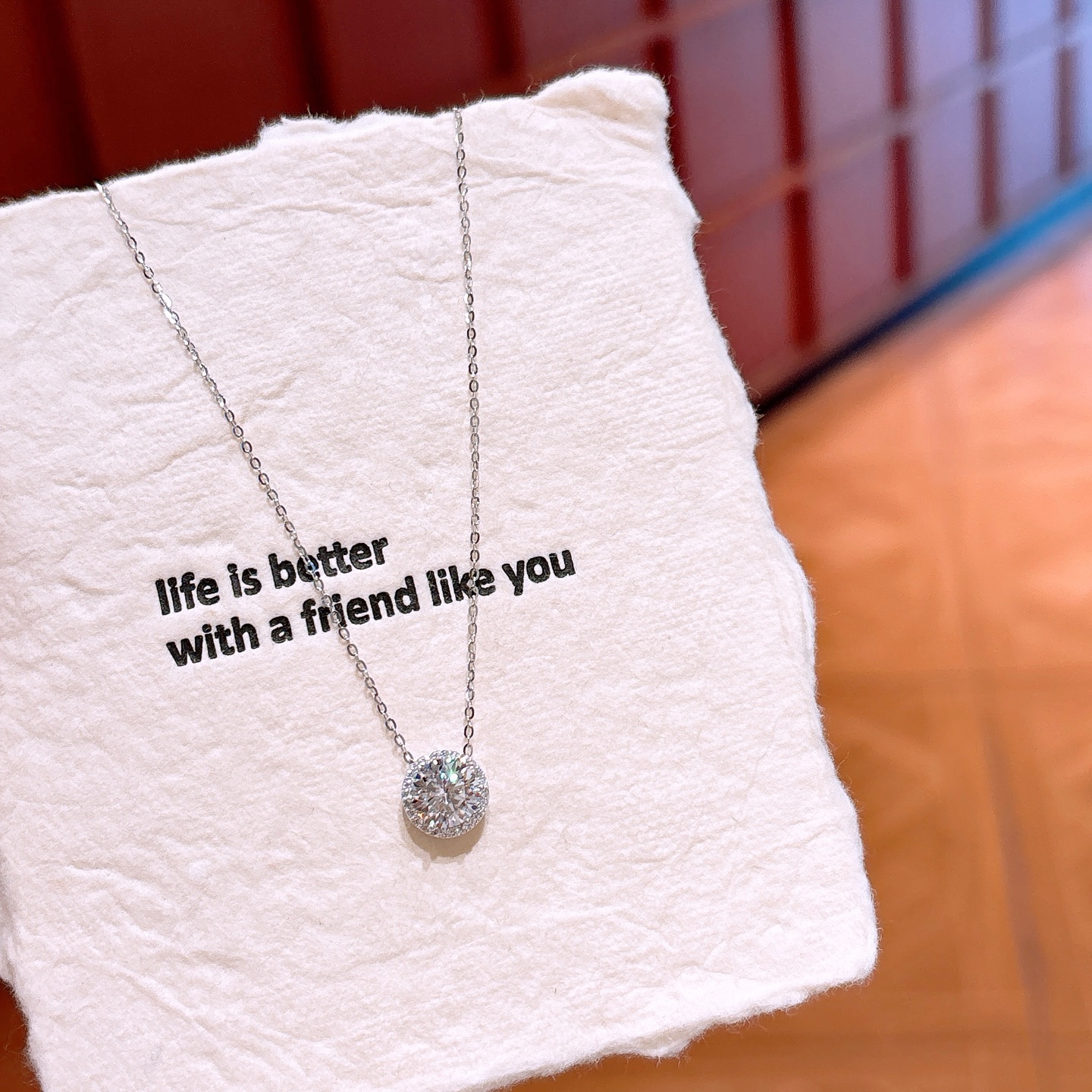 High Polish Silver Moissanite Necklace French Wedding Registration