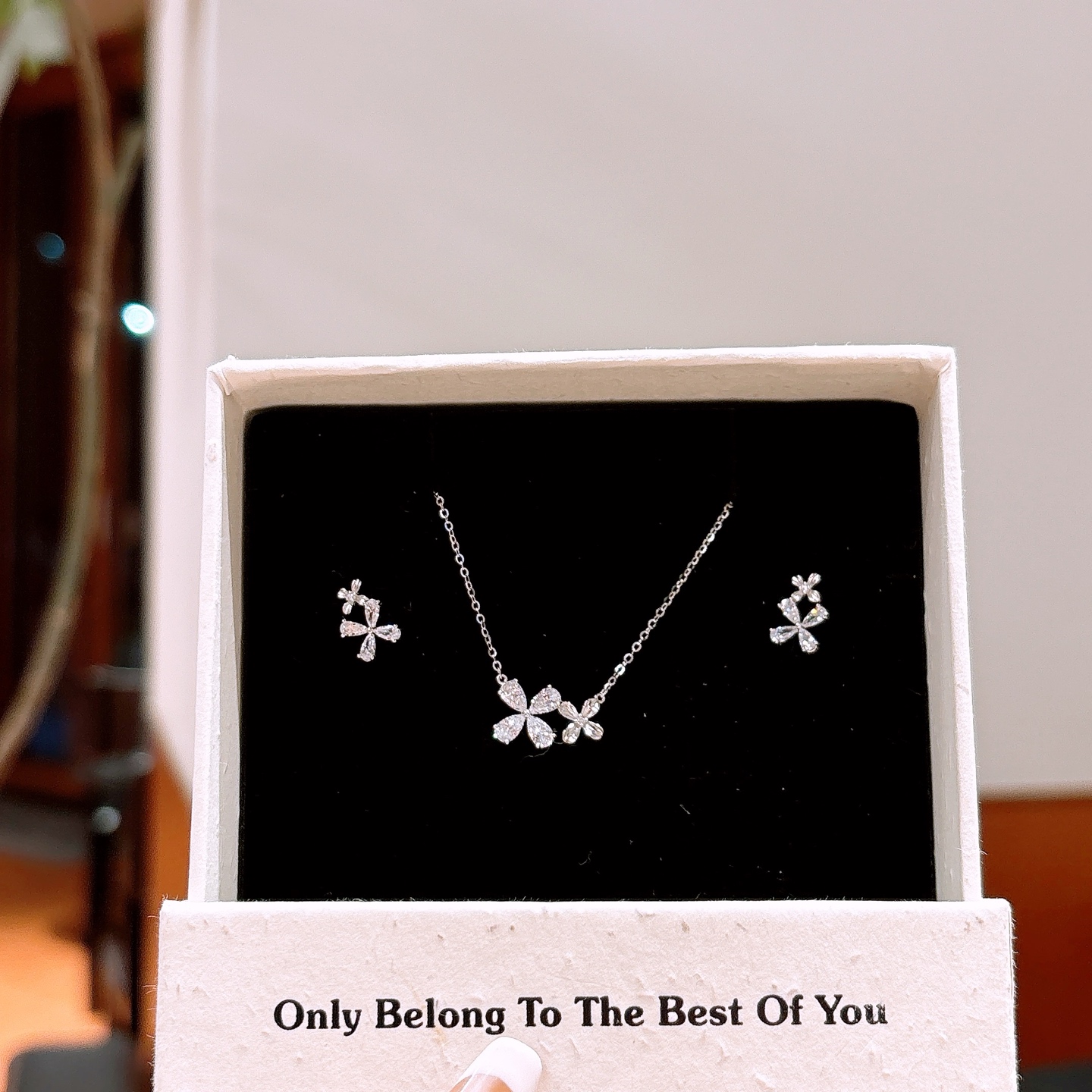 幻想的ファインシルバーイヤリング＆ネックレスセットゴールド 新築祝い