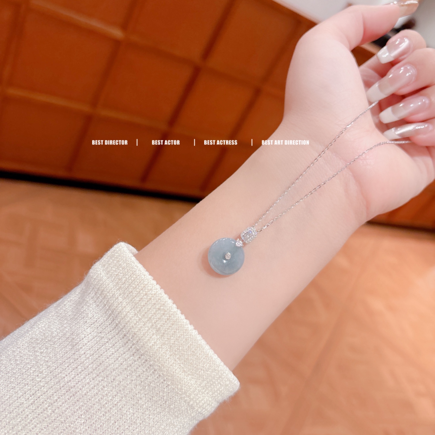 High Polish Silver Jadeite Necklace Sweet Travel Gold