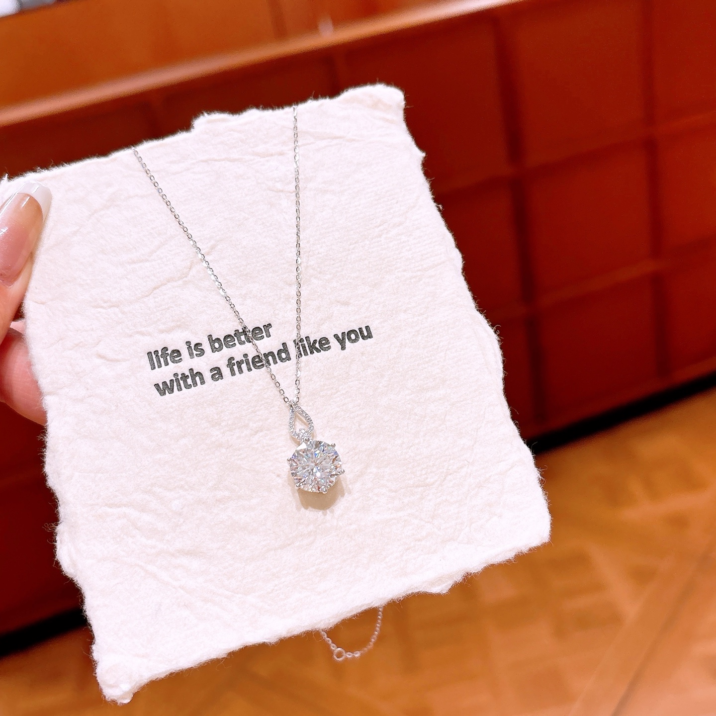 S925 Sterling Silver Moissanite Necklace Sweet Spring Festival Silver