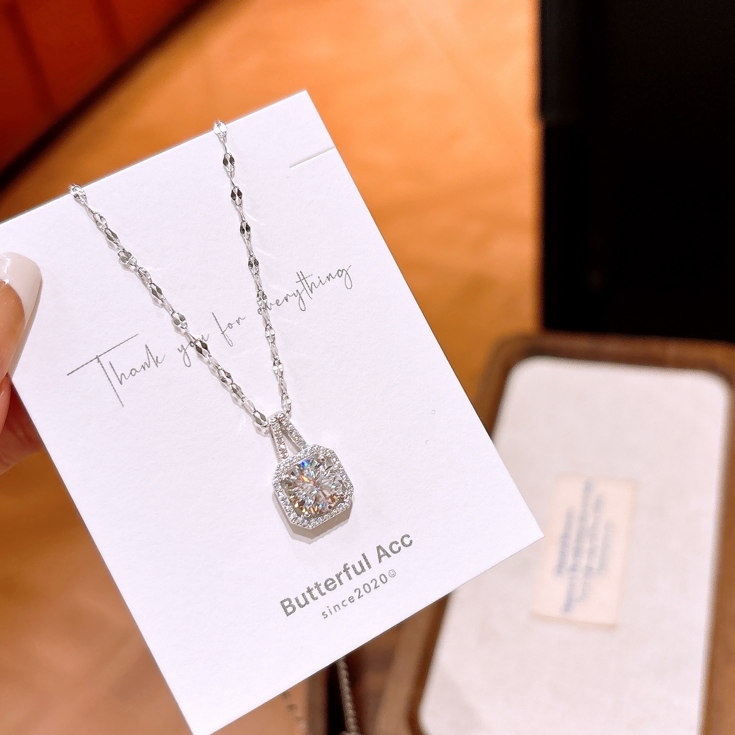 Solid Silver Moissanite Necklace Korean Style Father's Day Silver