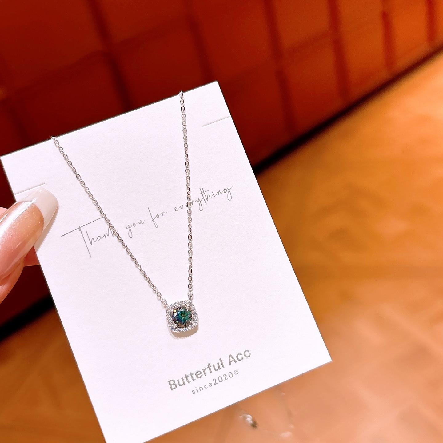 Fine Silver Moissanite Necklace Minimalist Engagement Gold