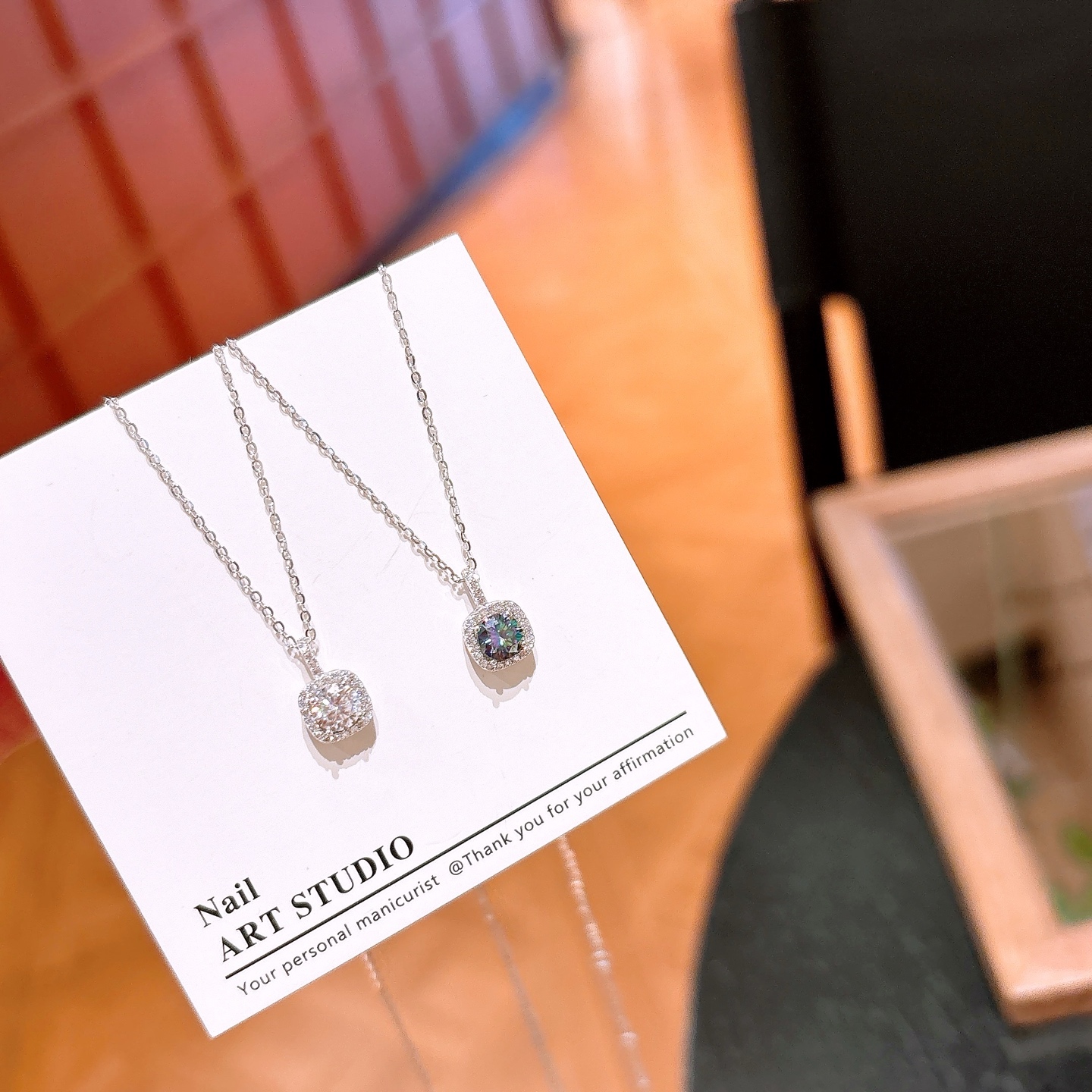 Solid Silver Moissanite Necklace Playful Mother's Day Gold