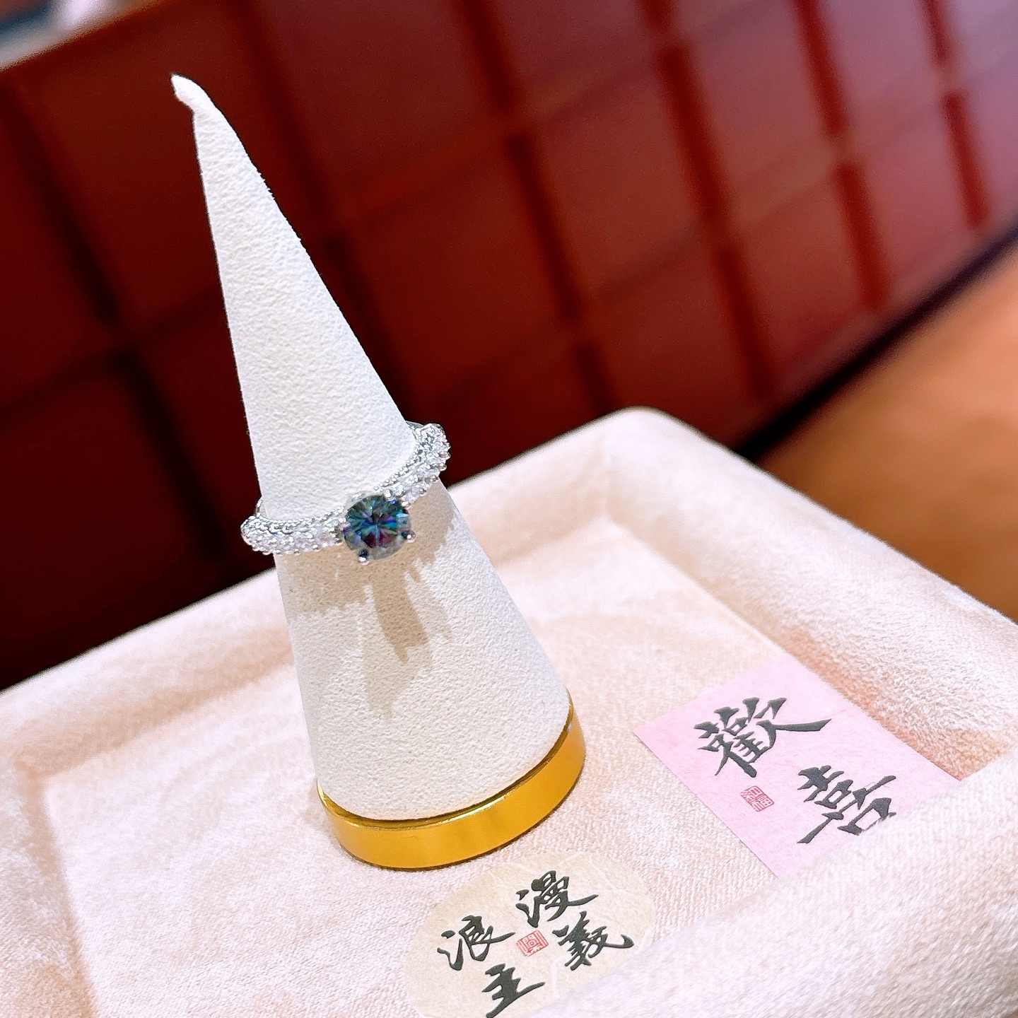 Nickel Free Silver Moissanite Ring Playful Valentine's Day Gold