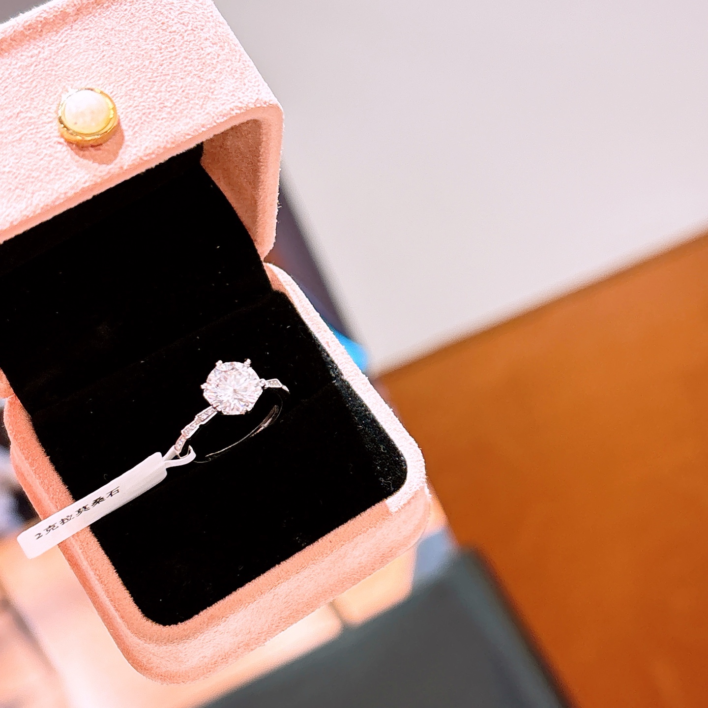 High Polish Silver Moissanite Ring Korean Style Wedding Registration