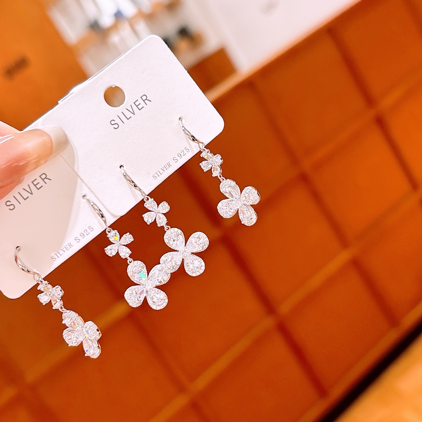 Hypoallergenic Silver Drop & Thread Earrings Ethereal Graduation