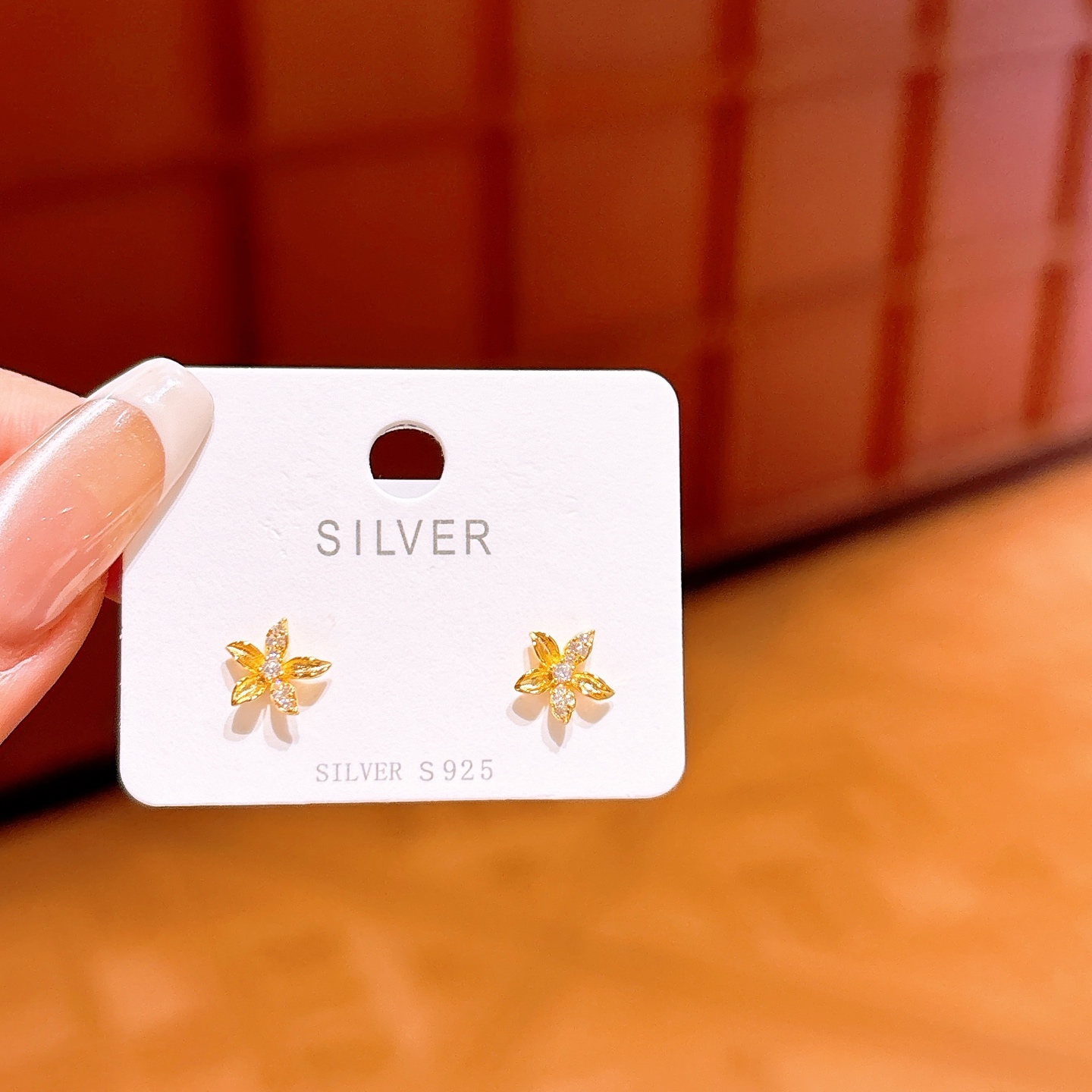 Fine Silver Earrings Lively Mother's Birthday Gold