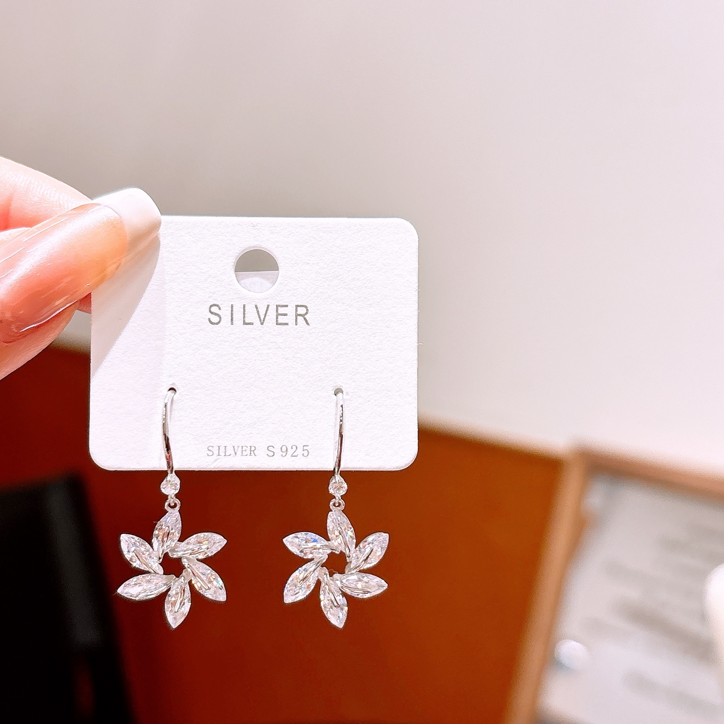 925 Silver Drop & Thread Earrings Forest Party Silver