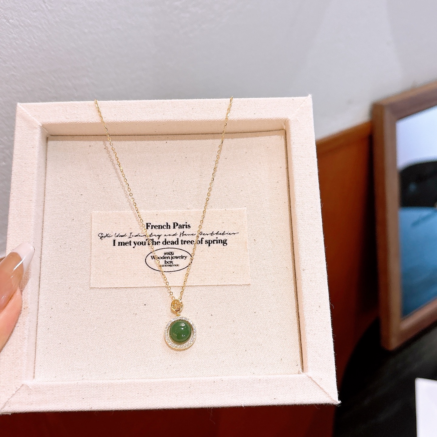 Solid Silver Jasper Necklace Ins Style Valentine's Day Silver