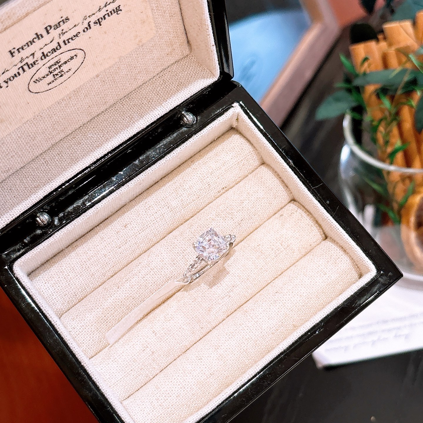 繊細純銀リングゴールド 婚約