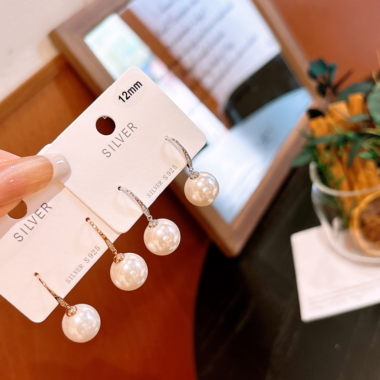 エレガント純銀ドロップ＆スレッドイヤリングシルバー 卒業