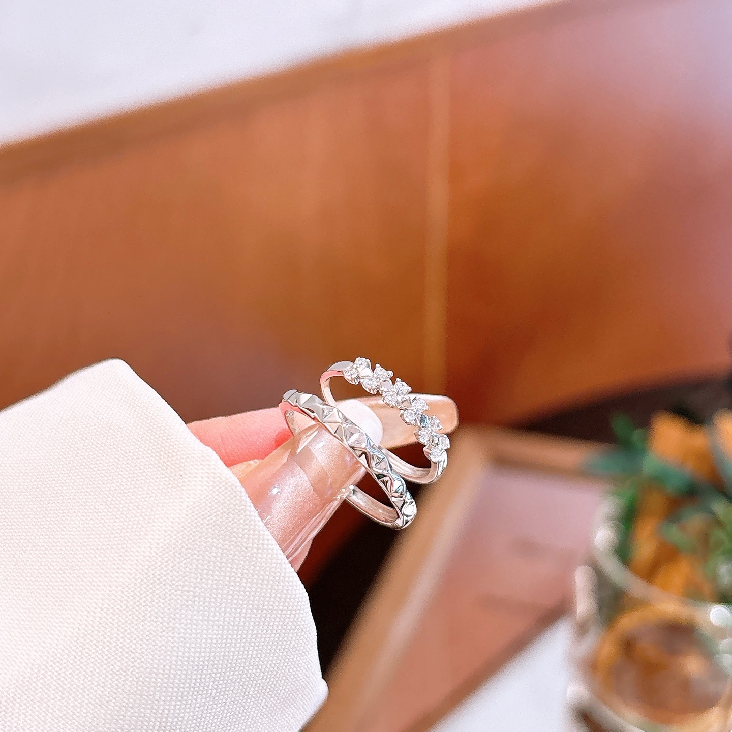 Fine Silver Couple Rings Romantic Gift for Her Gold