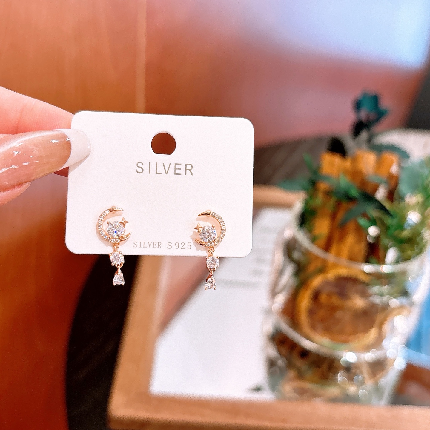 Solid Silver Earrings Chic Engagement Gold