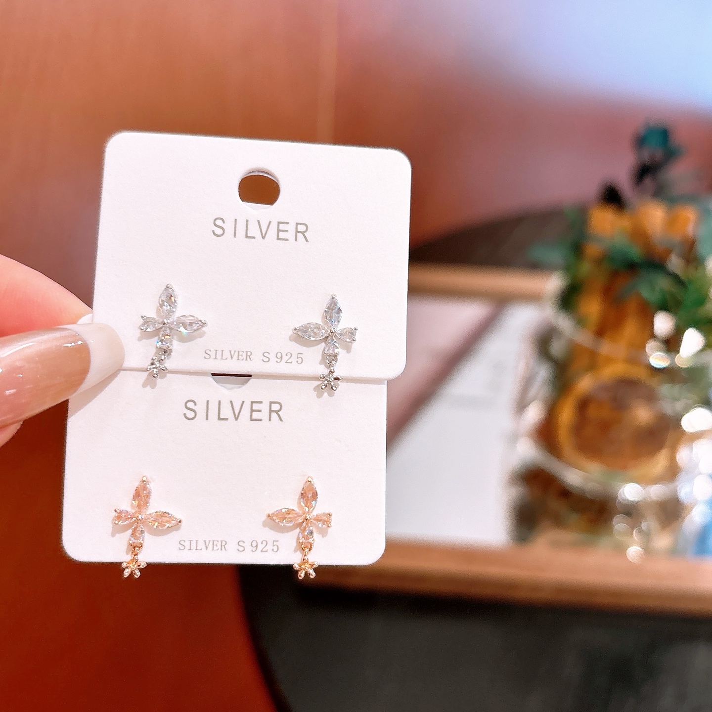 925 Silver Earrings Fashion Gift for Her Gold