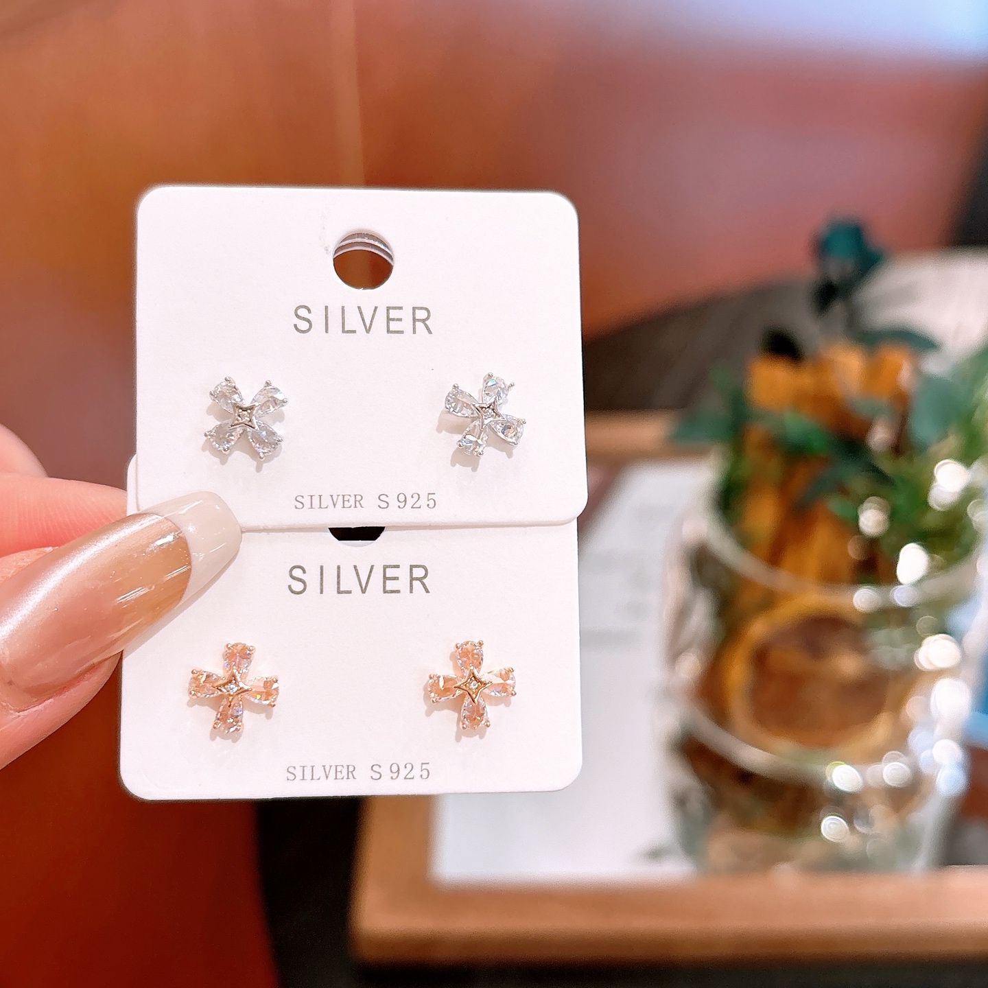 Fine Silver Earrings Forest Engagement Gold