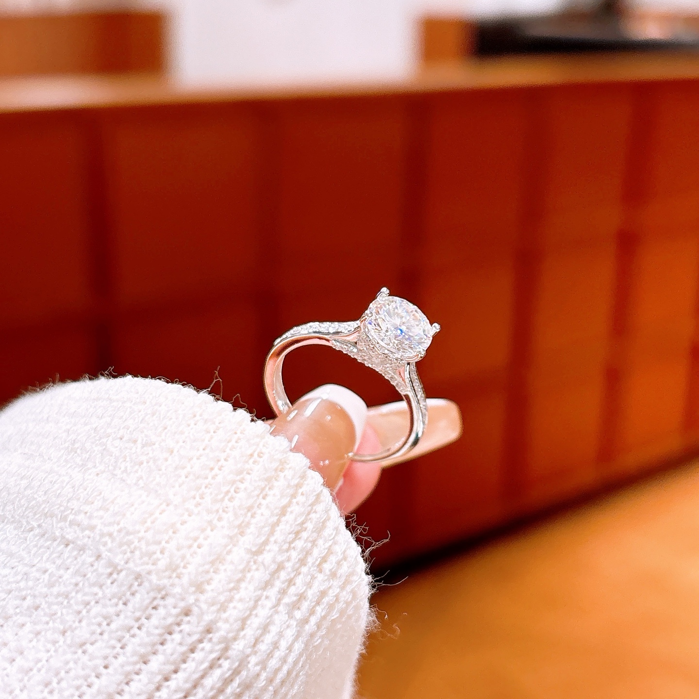 S925 Sterling Silver Moissanite Ring Gentle Birthday Silver