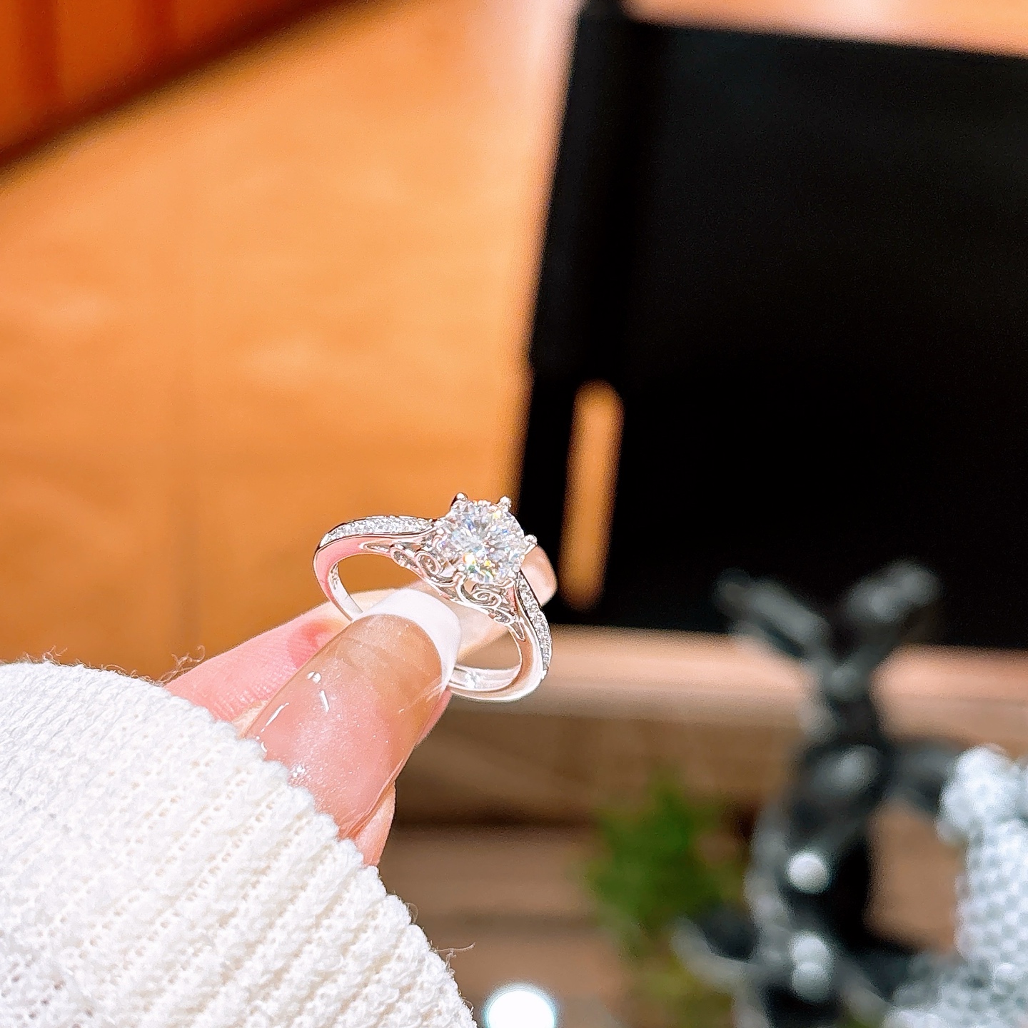 925 Silver Moissanite Ring Lively Wedding Registration Silver