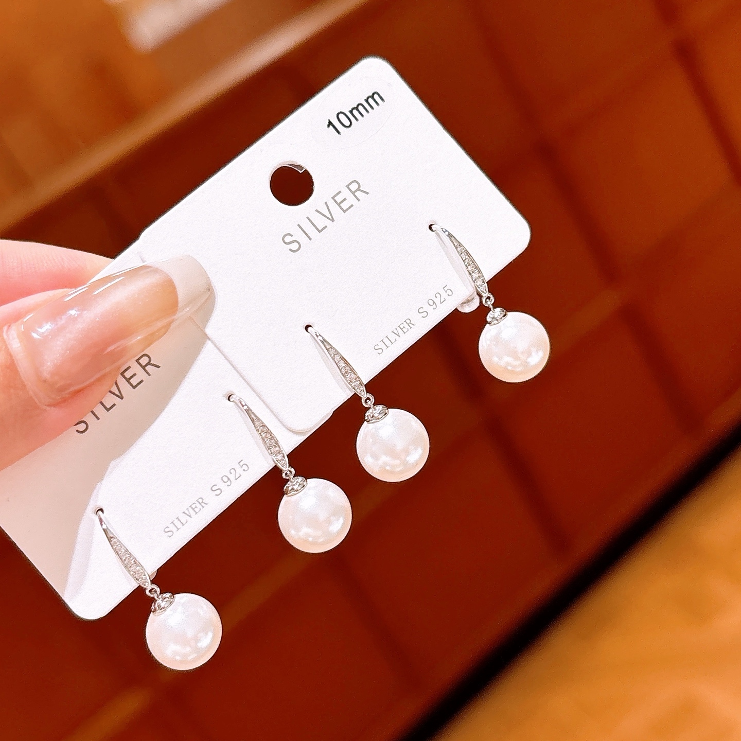 ガーリー925シルバードロップ＆スレッドイヤリングシルバー ウェディング